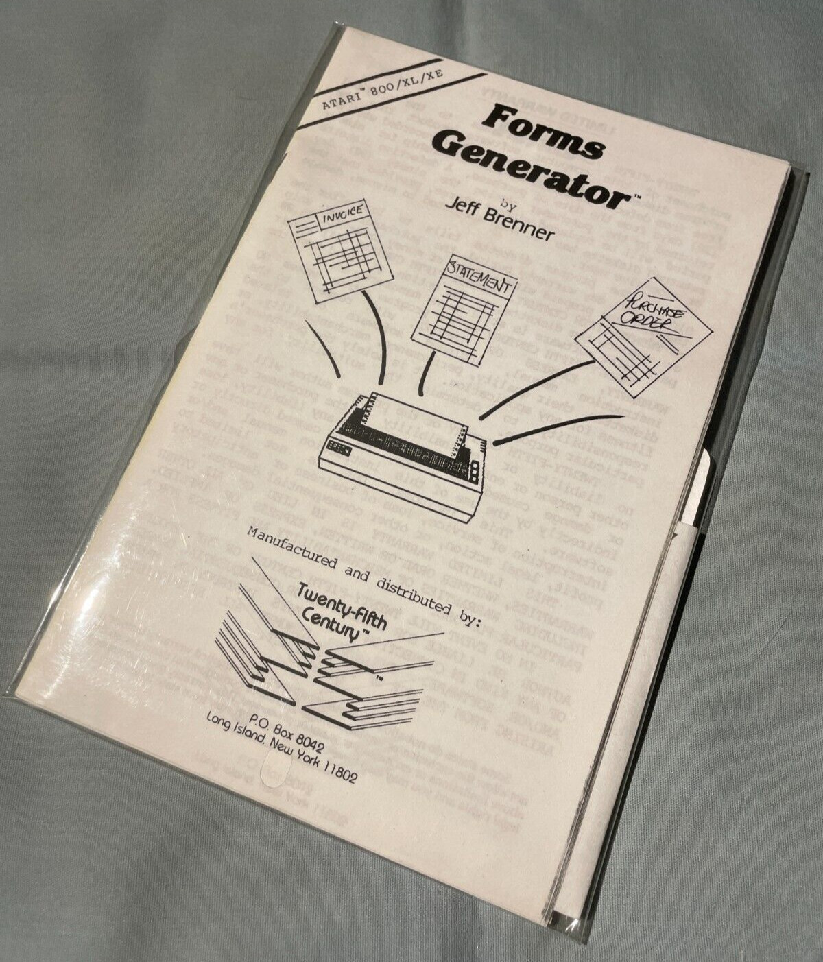 FORMS GENERATOR - Atari 800 XL/XE Computer Software Disk BRAND NEW/SEALED - NOS