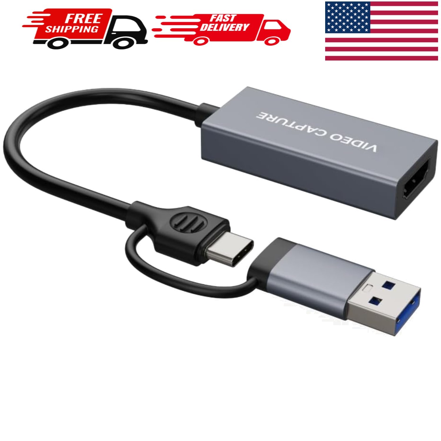 Video Capture Card with PD for Meta Quest 2/3/3s, HDMI to USB C/USB A Ad...