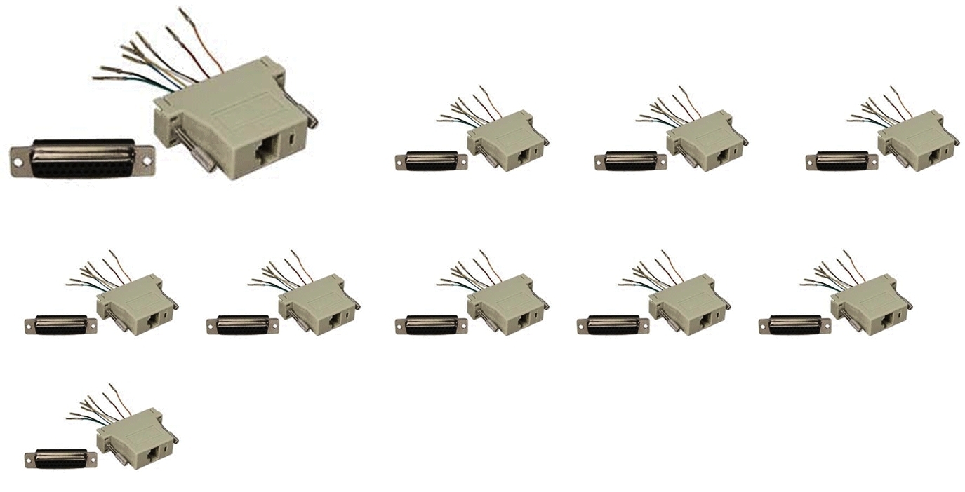 10 Lot DB25 Female RJ45 Modular Adapter Serial Extender