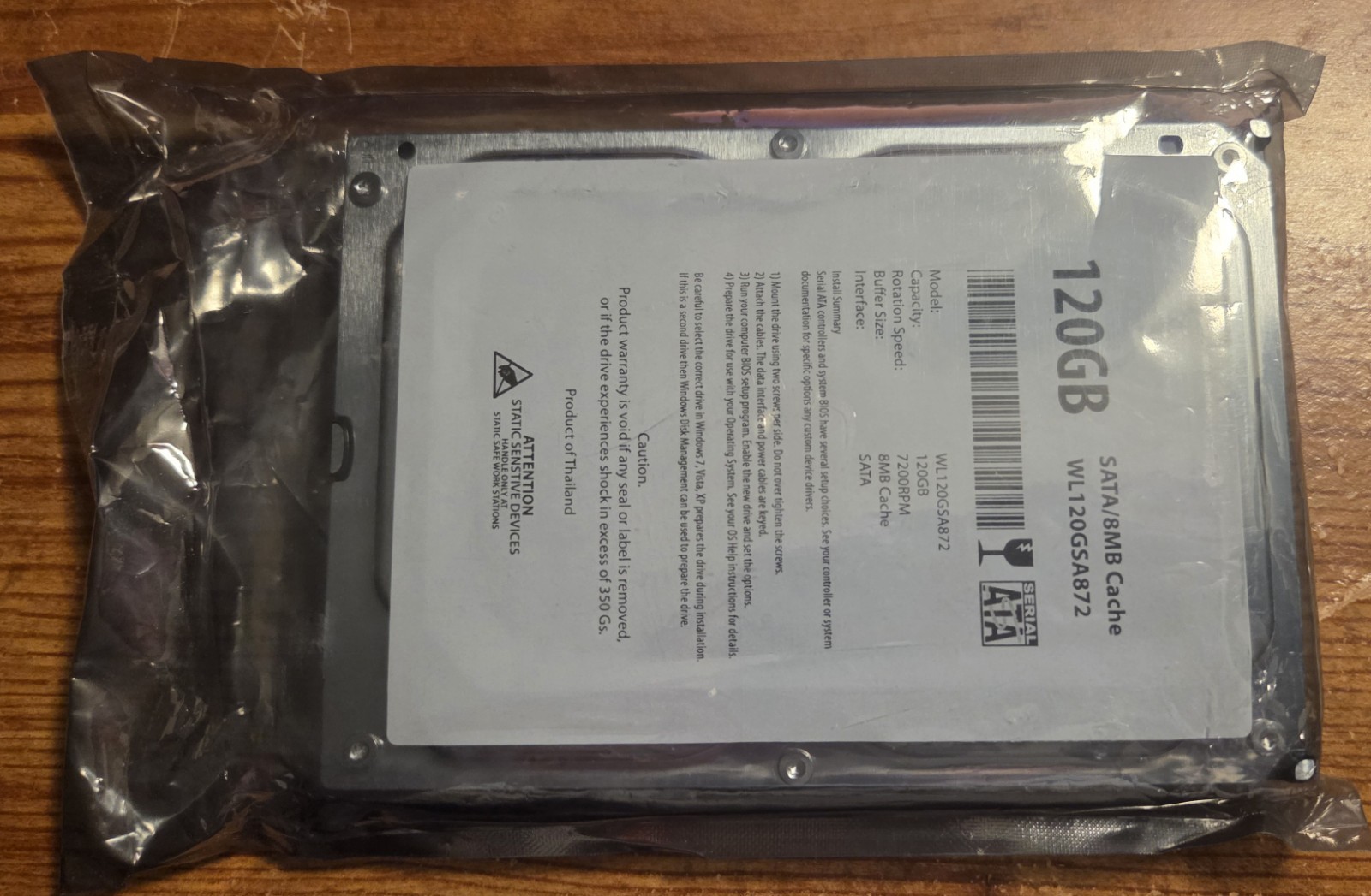 120 GB Hard Drive, Unbranded, 7200 RPM 8 MB Cache Sealed