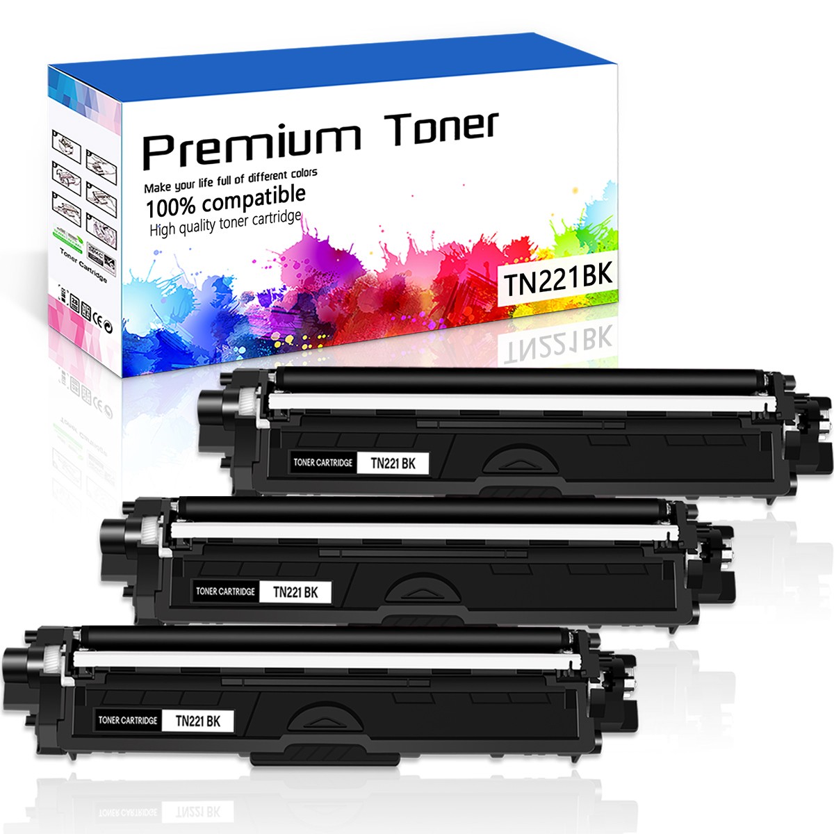 3 PK TN221 Black Toner Cartridge for Brother HL-3140CW HL-3150CDN HL-3170CDW