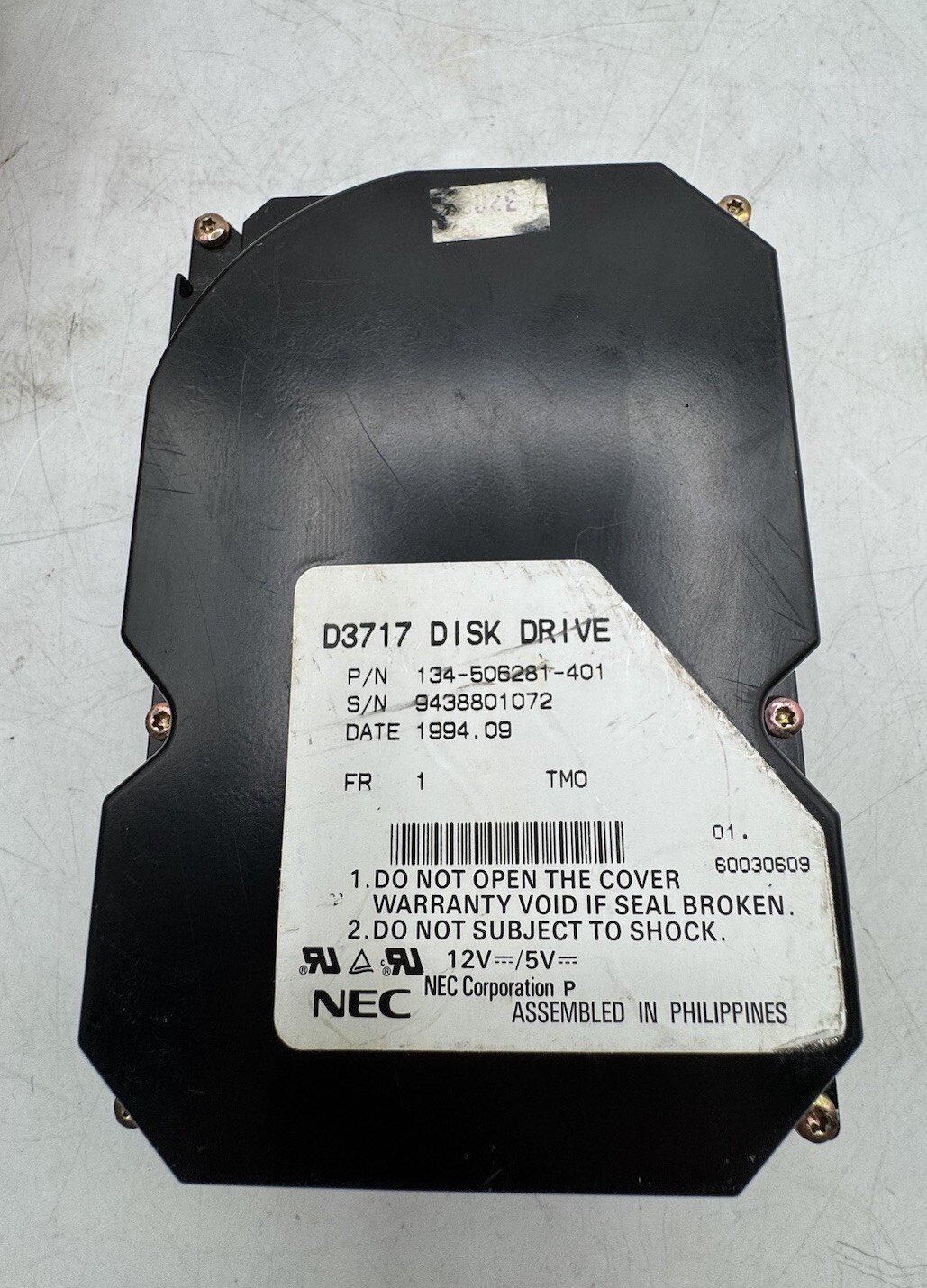Vintage 1994 NEC Drive NEC D3717 Hard Drive Disk 134-506281-401 UNTESTED