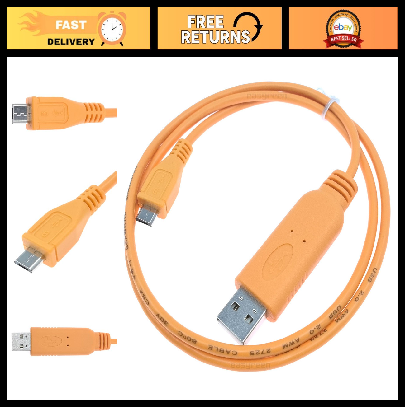 Micro USB Console Cable for HPE Aruba Wireless AP, FTDI 80CM TTL USB Type A to M