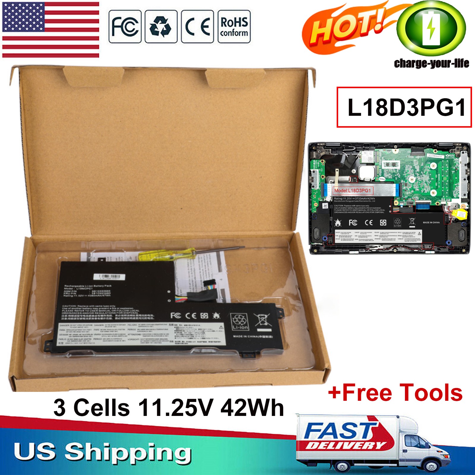 ✅L17L3PB0 L17M3PB0 L18D3PG1 Battery For Lenovo 100e 300e 500e Chromebook Series