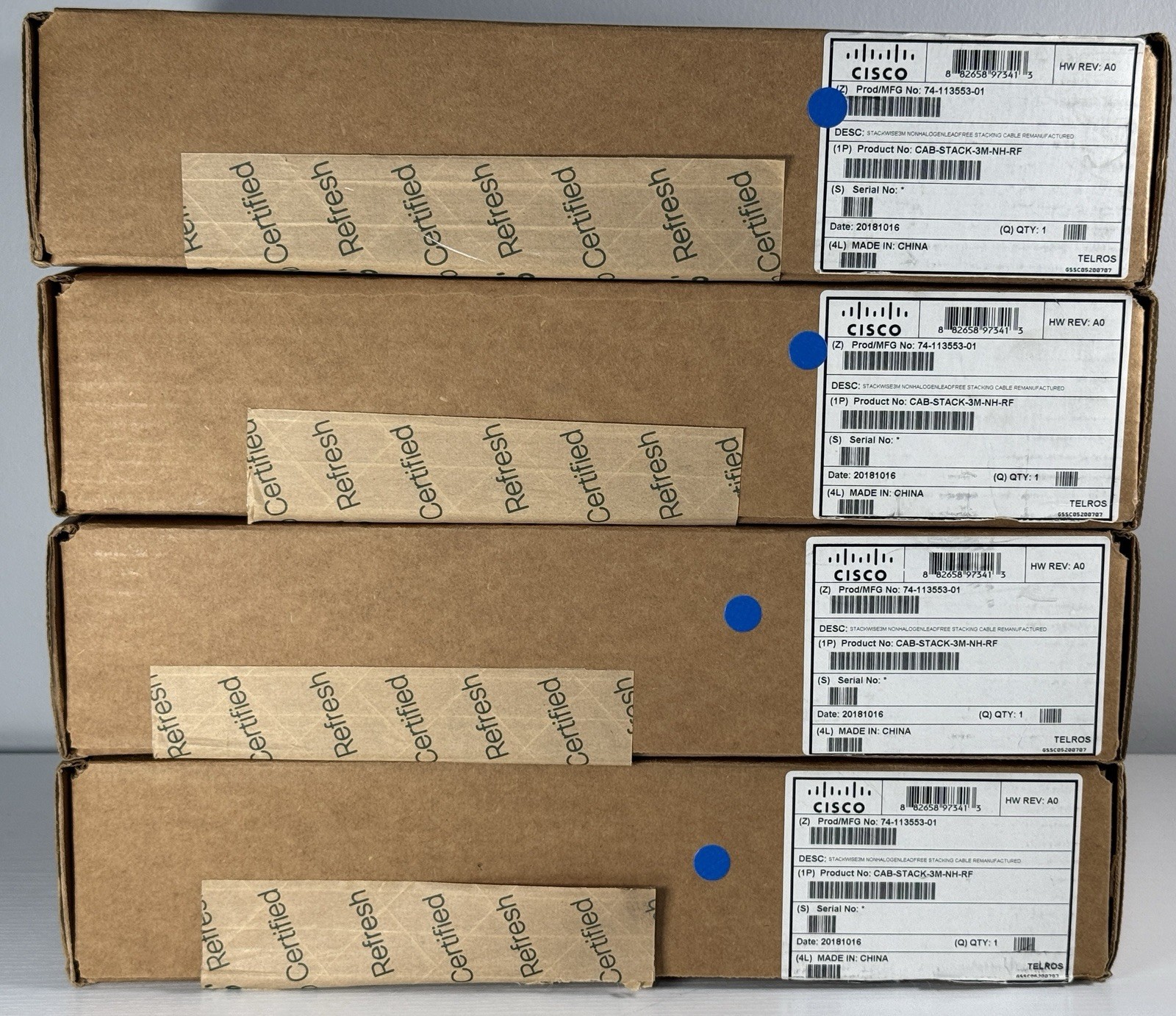 Cisco Switch Stacking Cables CAB-STACK-3M-NH-RF Brand New  Quantity 4
