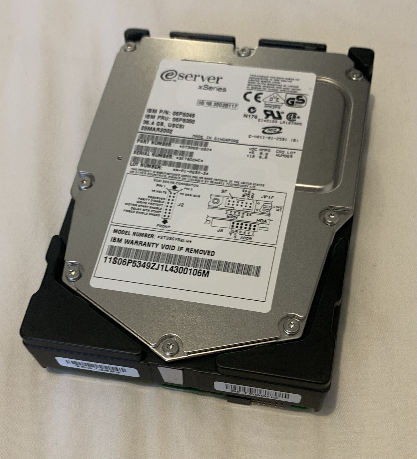 eServer xSeries 06P5349 Seagate   ST336752LW 36GB 15K rpm 3.5" SCSI 68 pin HDD