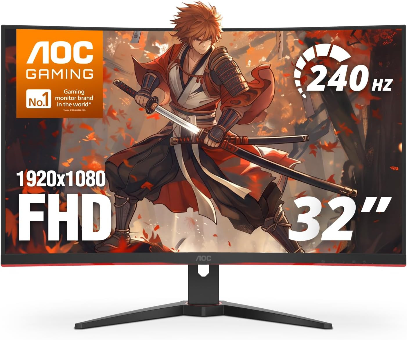 AOC C32G2ZE 32" Curved Frameless Gaming Monitor, Full HD 1920X1080, VA, 0.5Ms 24