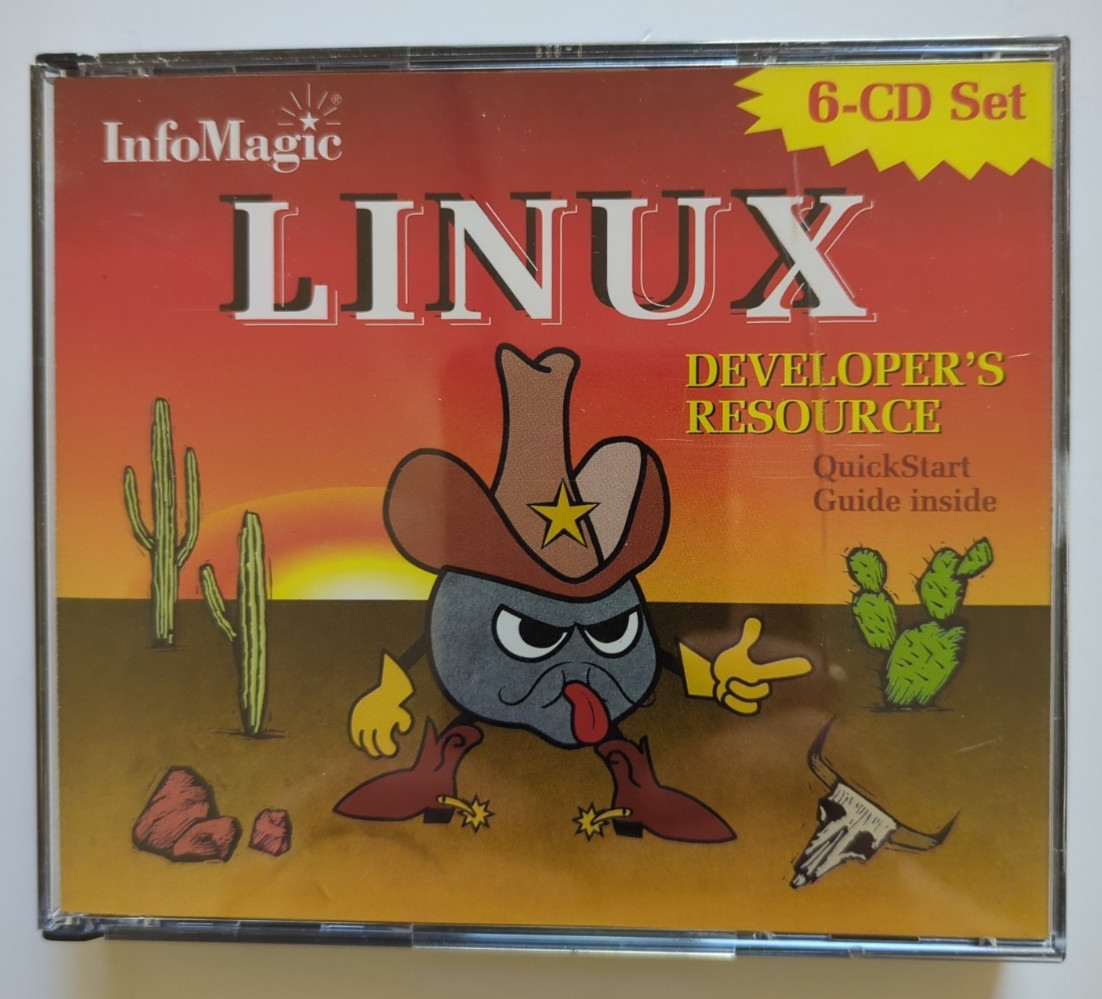 InfoMagic Linux Developer's Resource COWBOY 6 CD Set Red Hat Slackware Vintage