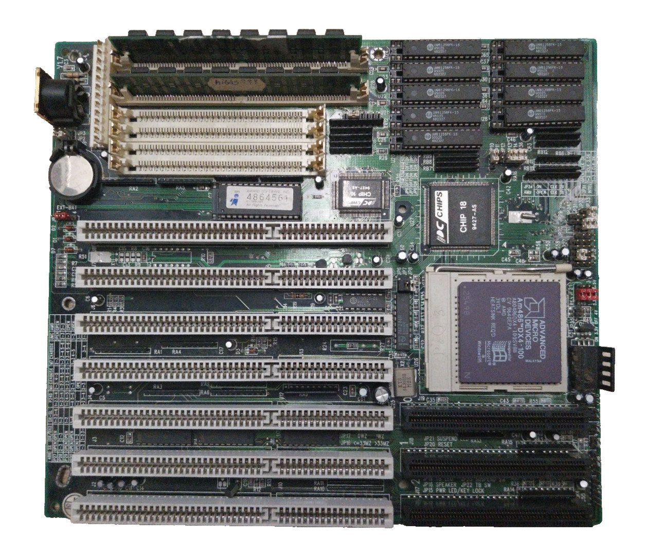 PCChips/Hsin Tech M912 v1.4 Socket 3 motherboard + AMD-DX4-100SV8B + 32Mb RAM