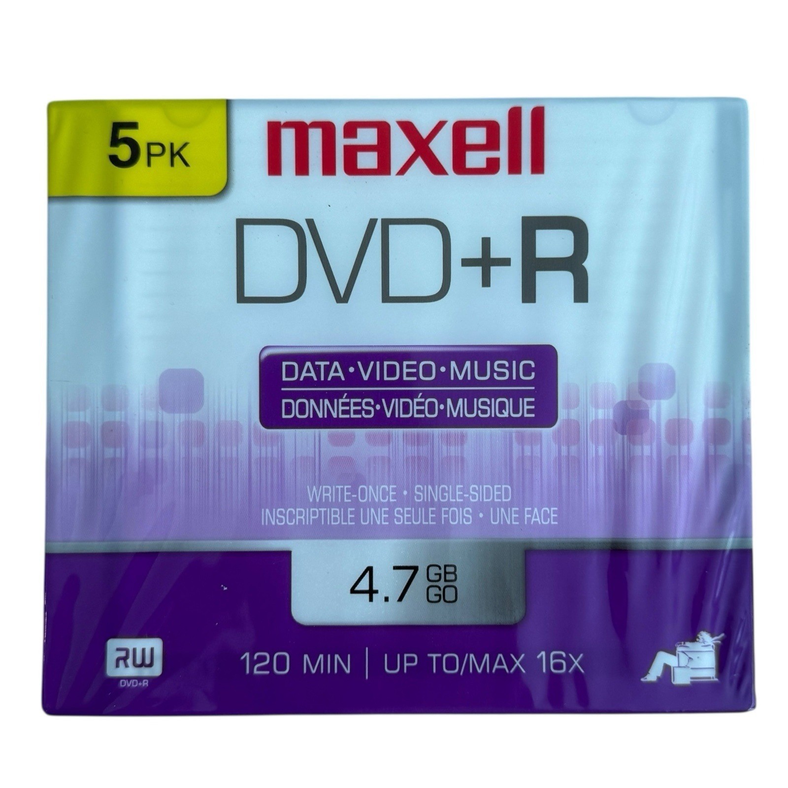 Maxell DVD+R 4.7GB 120 Min 16x Recordable Blank Media 5 Pack New Sealed