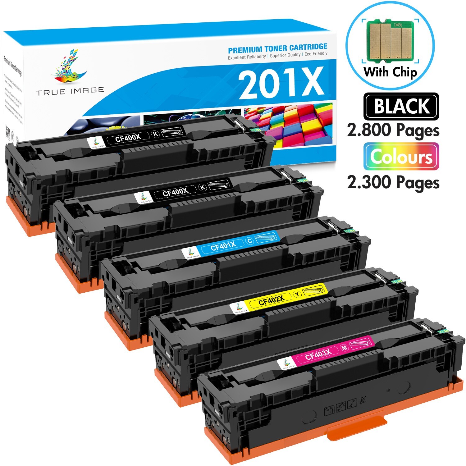 5PK High Yield CF400X 201X 201A Toner Set For HP Color Laser Jet Pro MFP M277dw