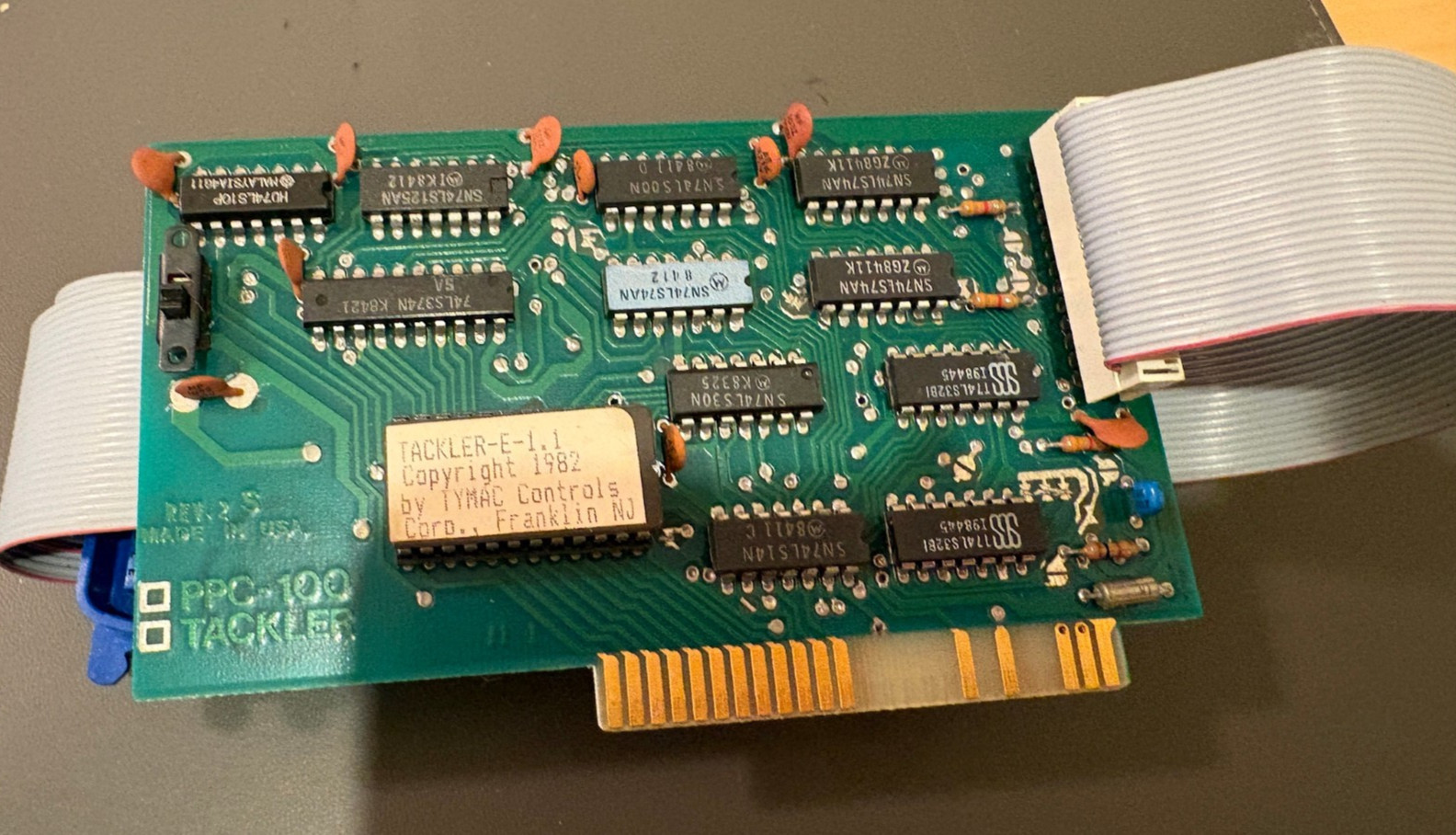 Vintage TYMAC Controls PPC-100 Tackler Parallel Card Apple II / II+ with cable