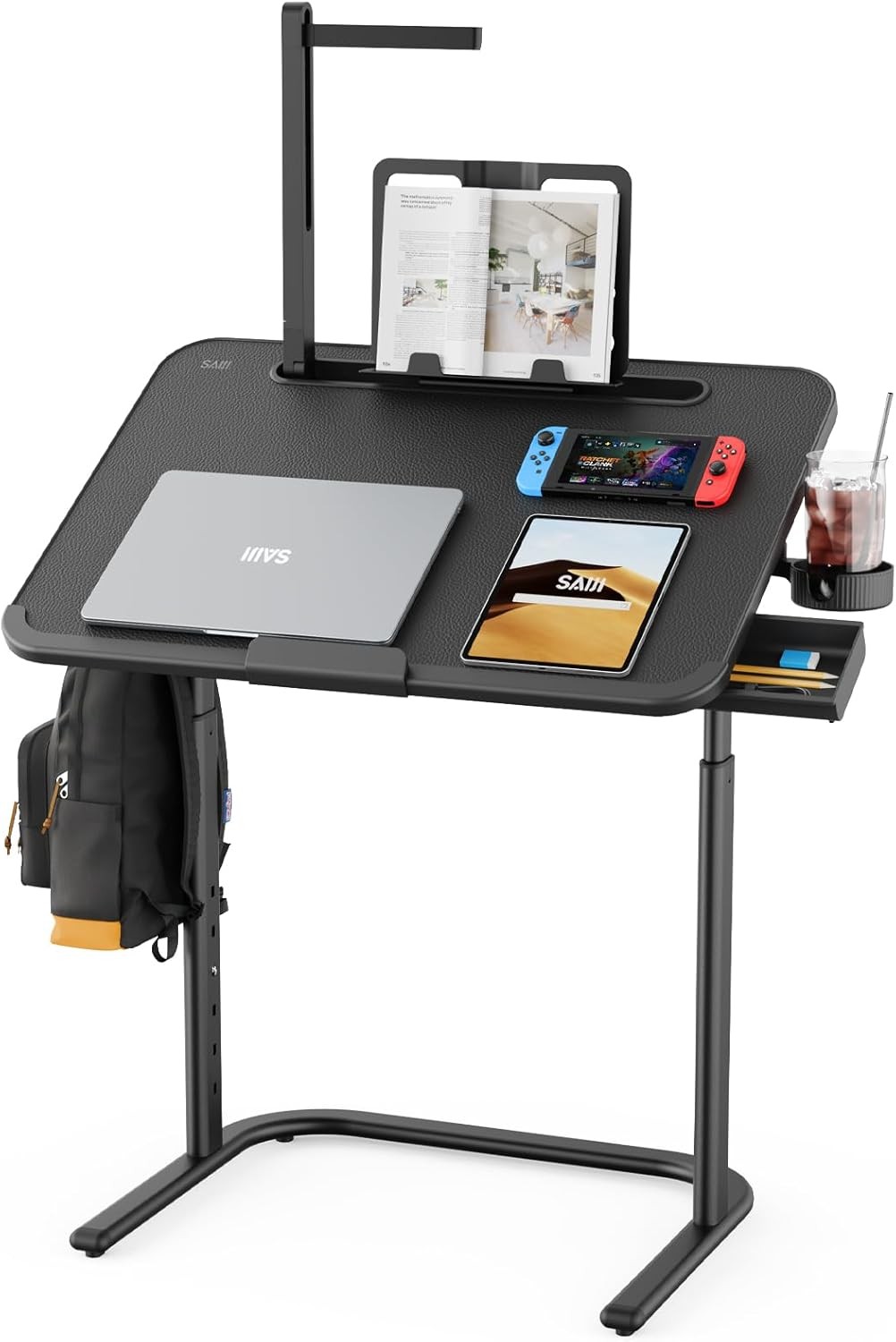 SAIJI Tilt Height Adjustable Laptop Tray Table Extra Large