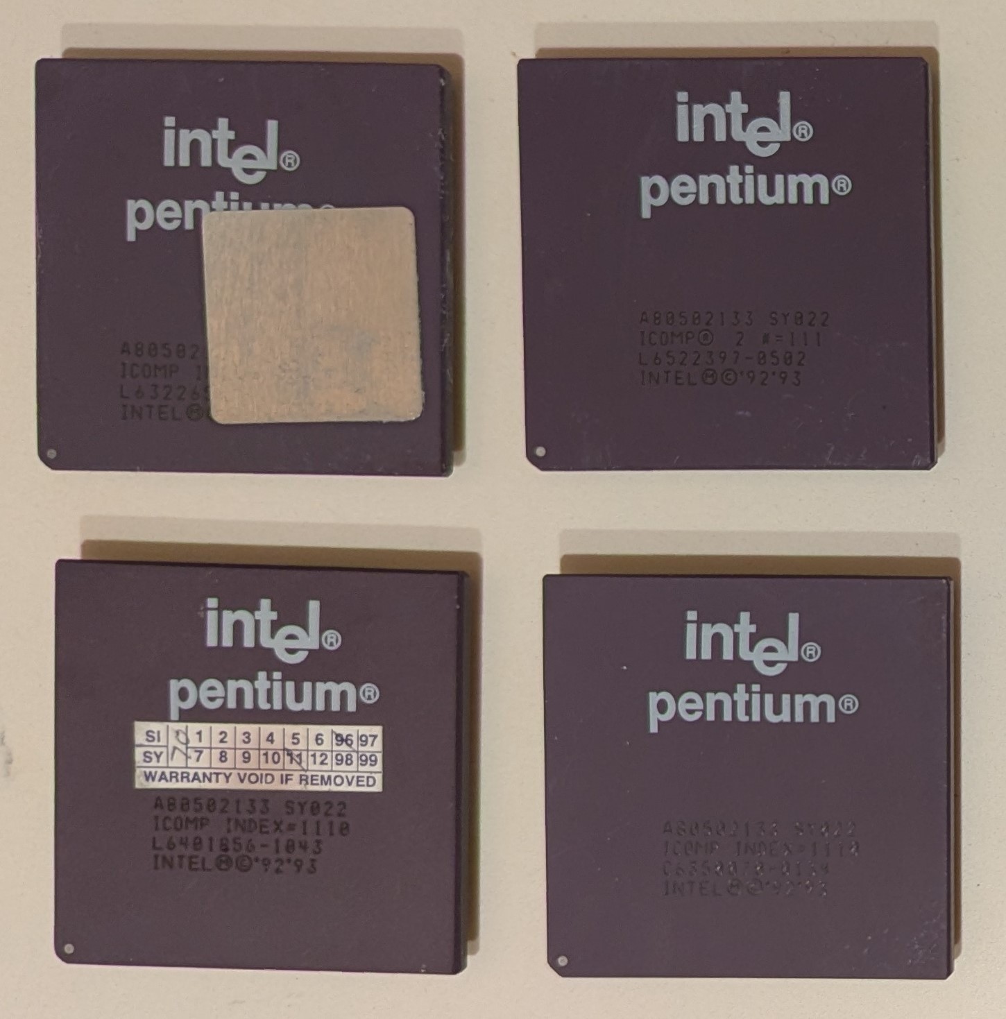 Lot 4 vintage Intel Pentium Ceramic Gold Pin 133Mhz CPUs untested bent pins