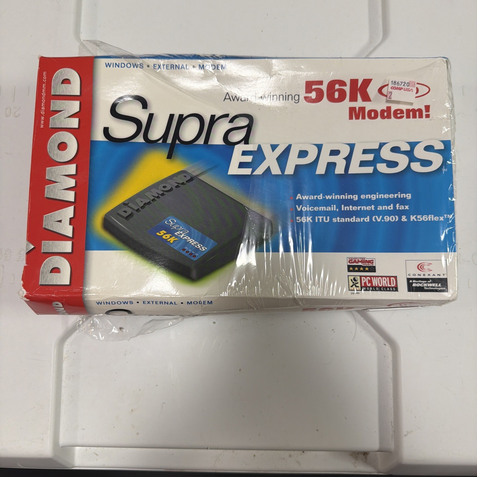 Diamond Supra Express 56 56K External Fax Modem SUP2730 + Power Supply TESTED