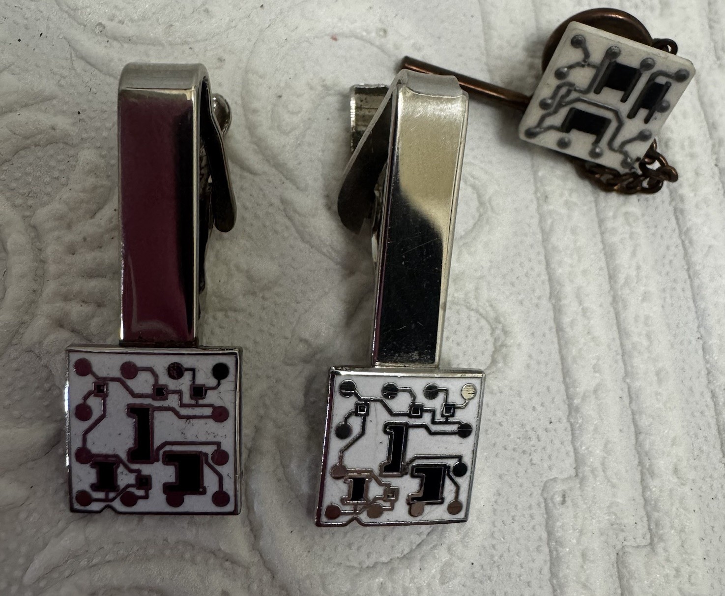 Vintage IBM 360 Solid Logic Circuit Board Tech Tie Clips Mens Computer Jewelry