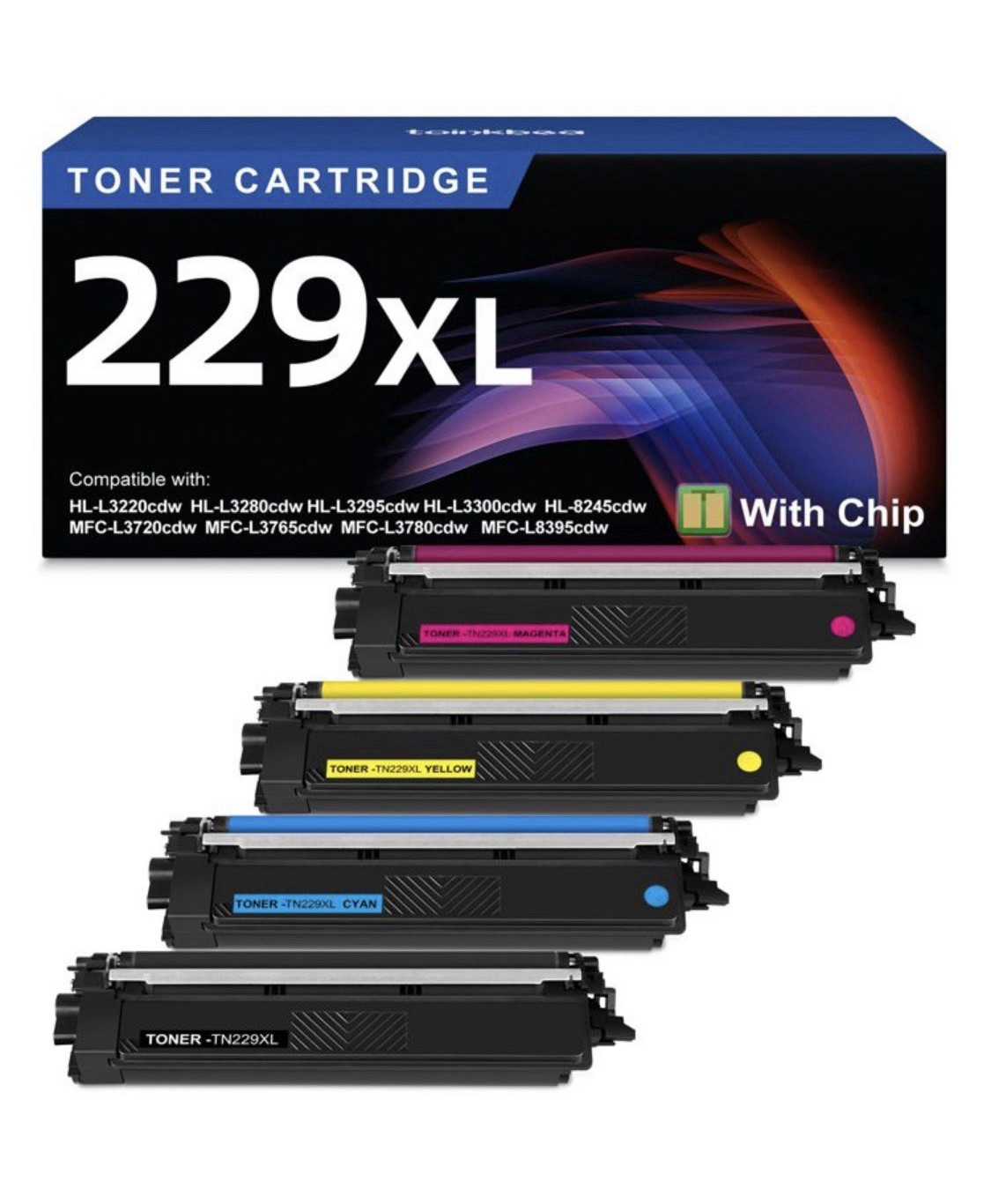 v4ink TN229XL Compatible High Yield Toner 4-Pack CMYK w/ Chip for Brother