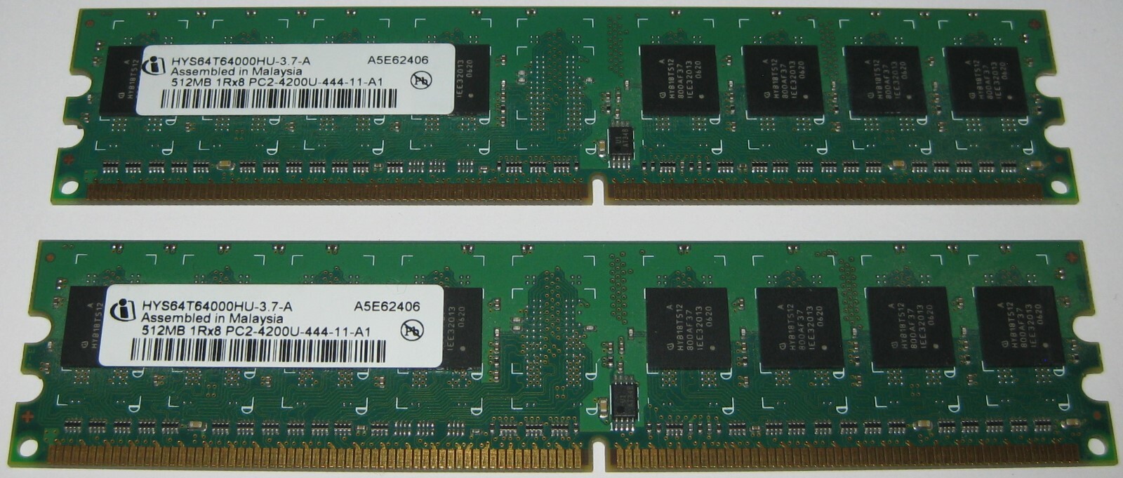 2 X Infineon 512 MB DDR2 533 MHz RAM Module - PC2 4200 - 240 Pin - Non-ECC