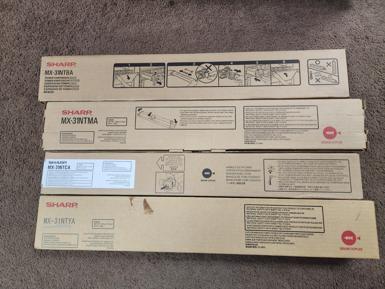 Set GENUINE Sharp MX50NTTB Black MX31NT Color Toner CMYK OEM MX 4100 4101 5001