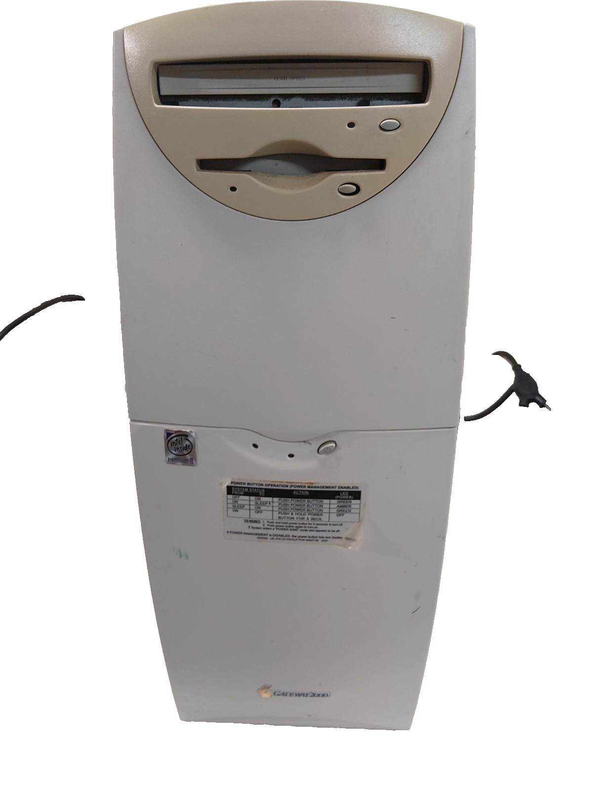 RETRO GAMING- Gateway 2000  Beige Full Tower POWERS ON- NO VIDEO-NO RAM- NO HDD