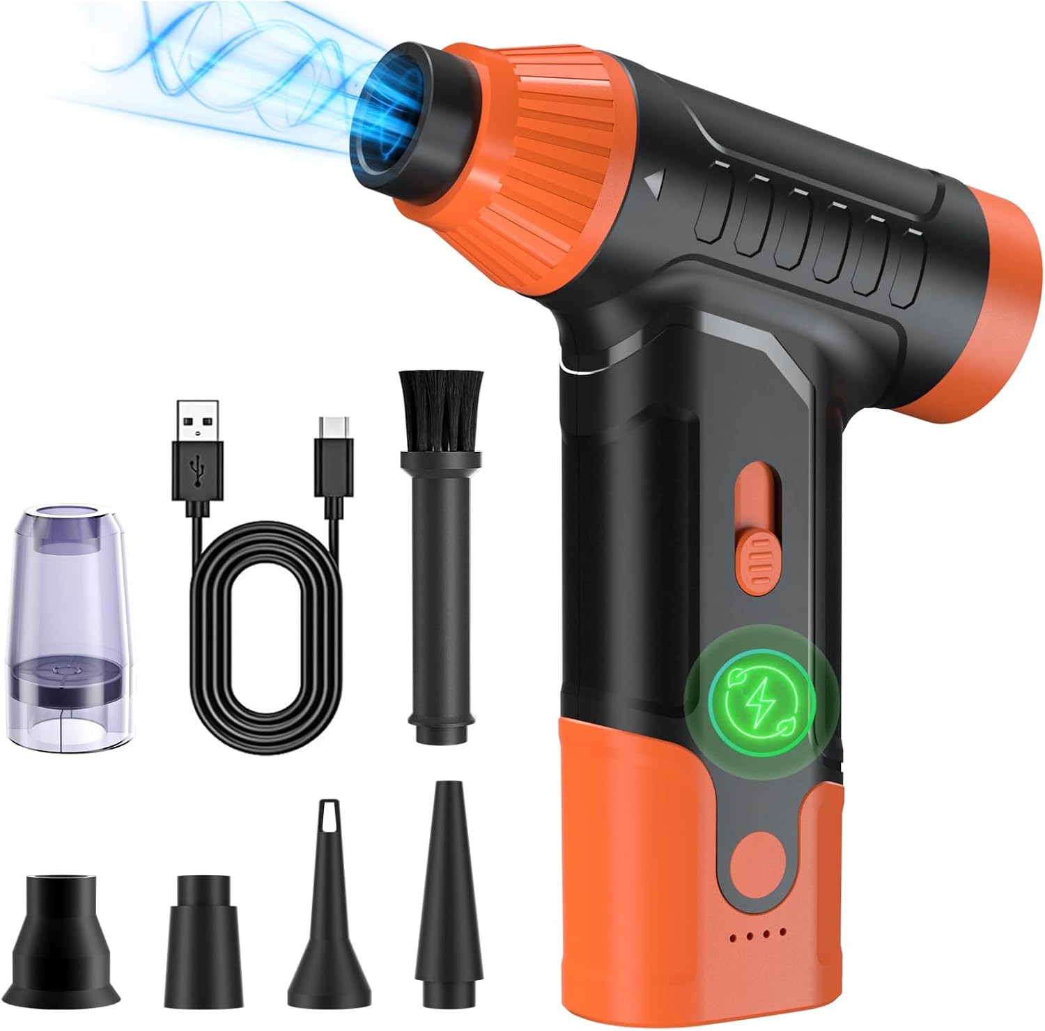 Electric Air Duster for PC, Compressed Air Duster (Orange)