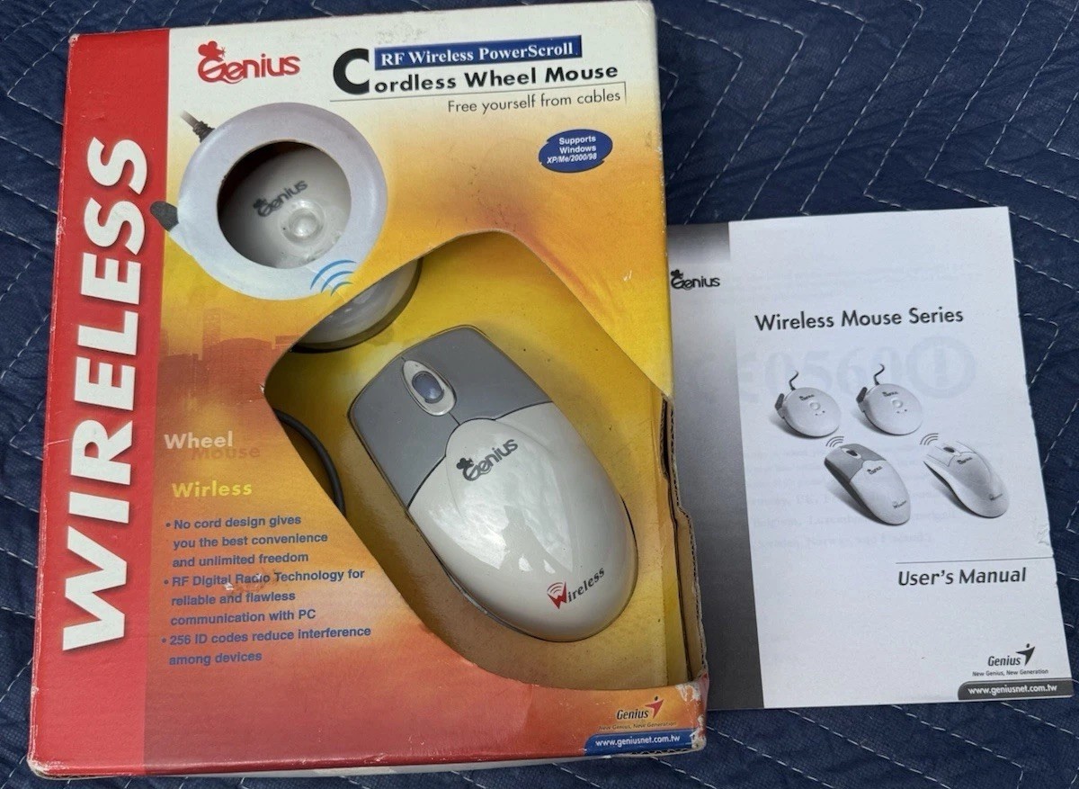 Vintage GeniusWireless Computer Mouse Sealed Wireless Transponder Ps/2 RARE