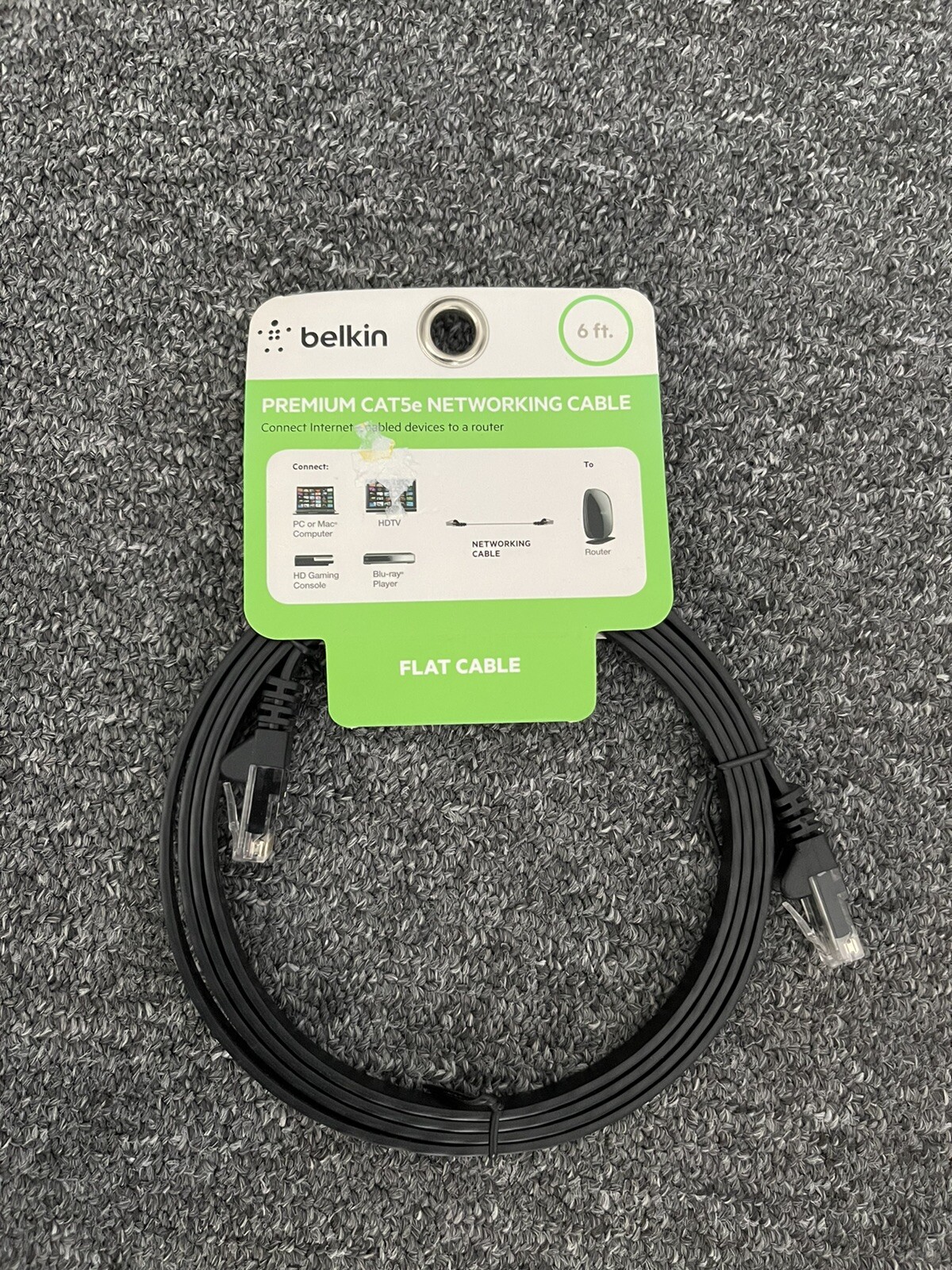 Belkin  Premium CAT5 Networking Flat Cable 6 ft. Black