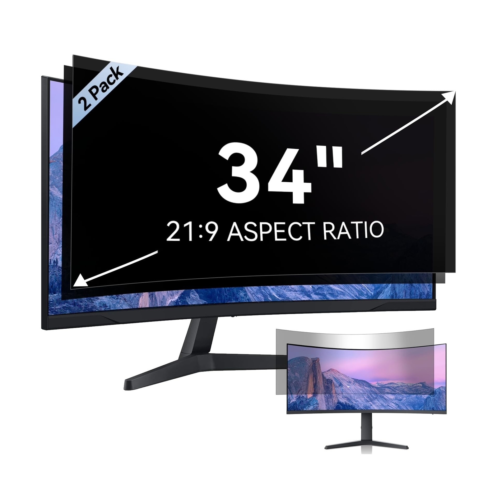 [2-Pack] 34 Inch Computer Privacy Screen for 21:9 Aspect Ratio Widescreen Mon...