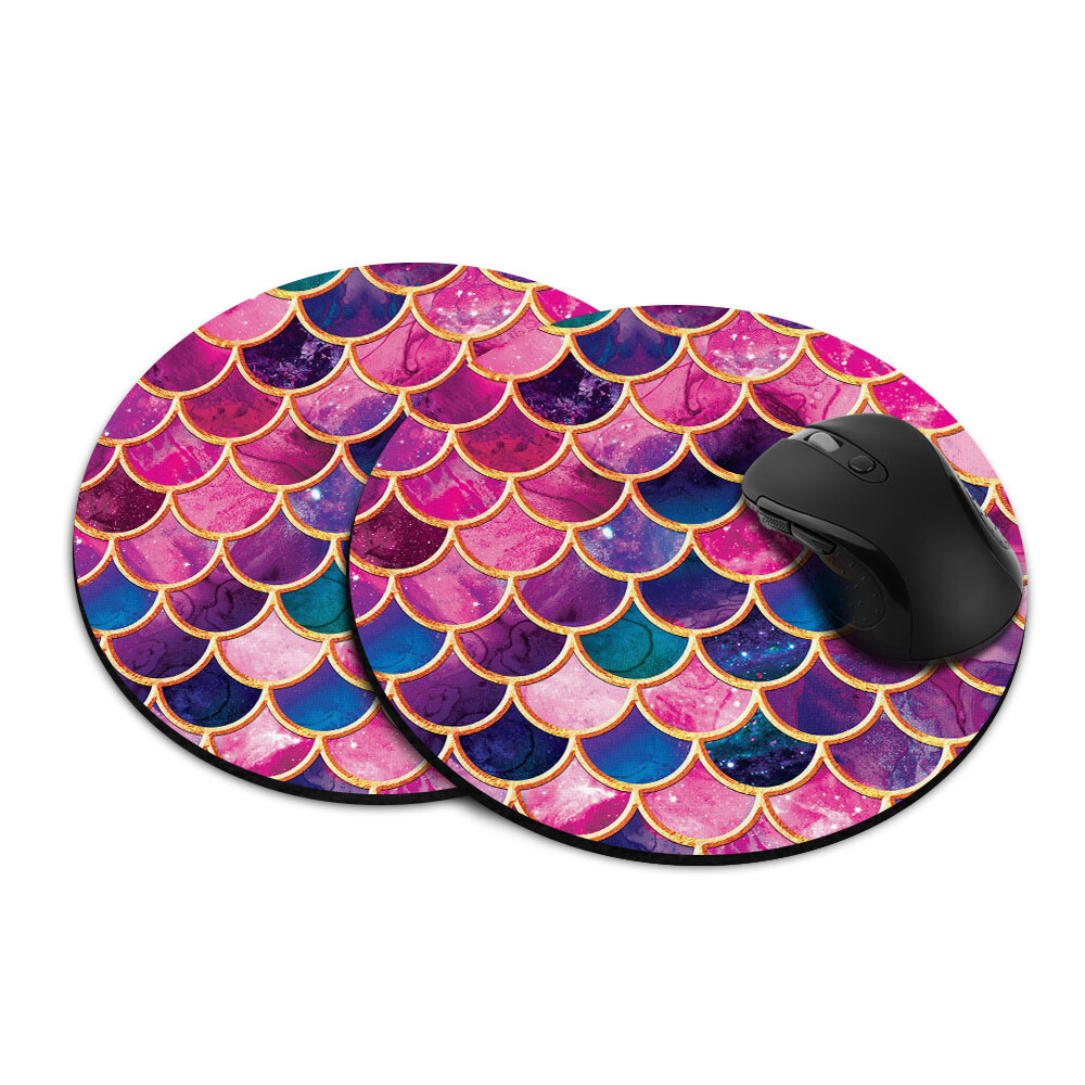 2pcs Gaming Mouse Mat Pad Non-Slip Circle Round Mousepad For Computer PC Desk