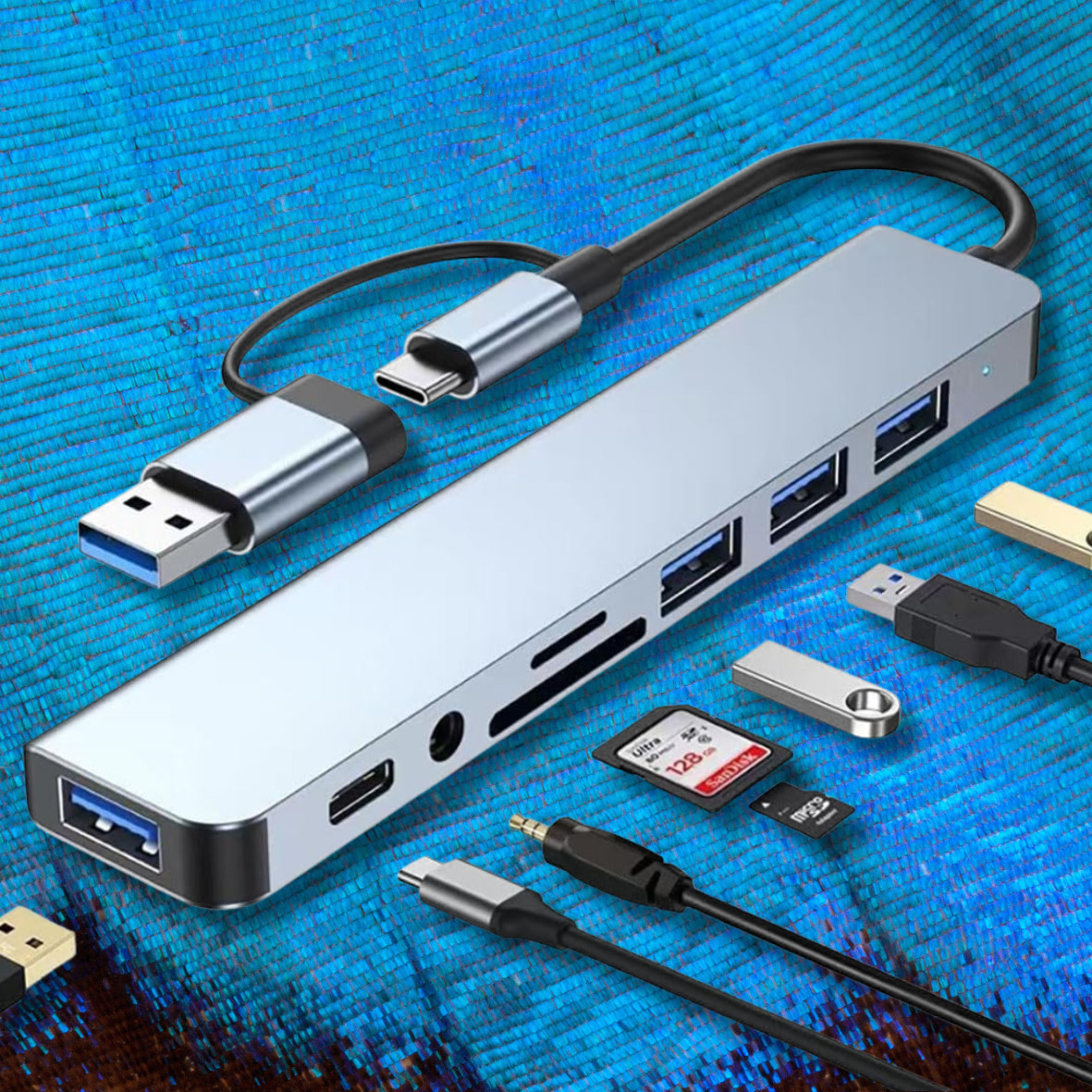7/8 Port USB-C Hub Adapter - 5G Speed Multi Splitter for PC, Laptop & MacBook US
