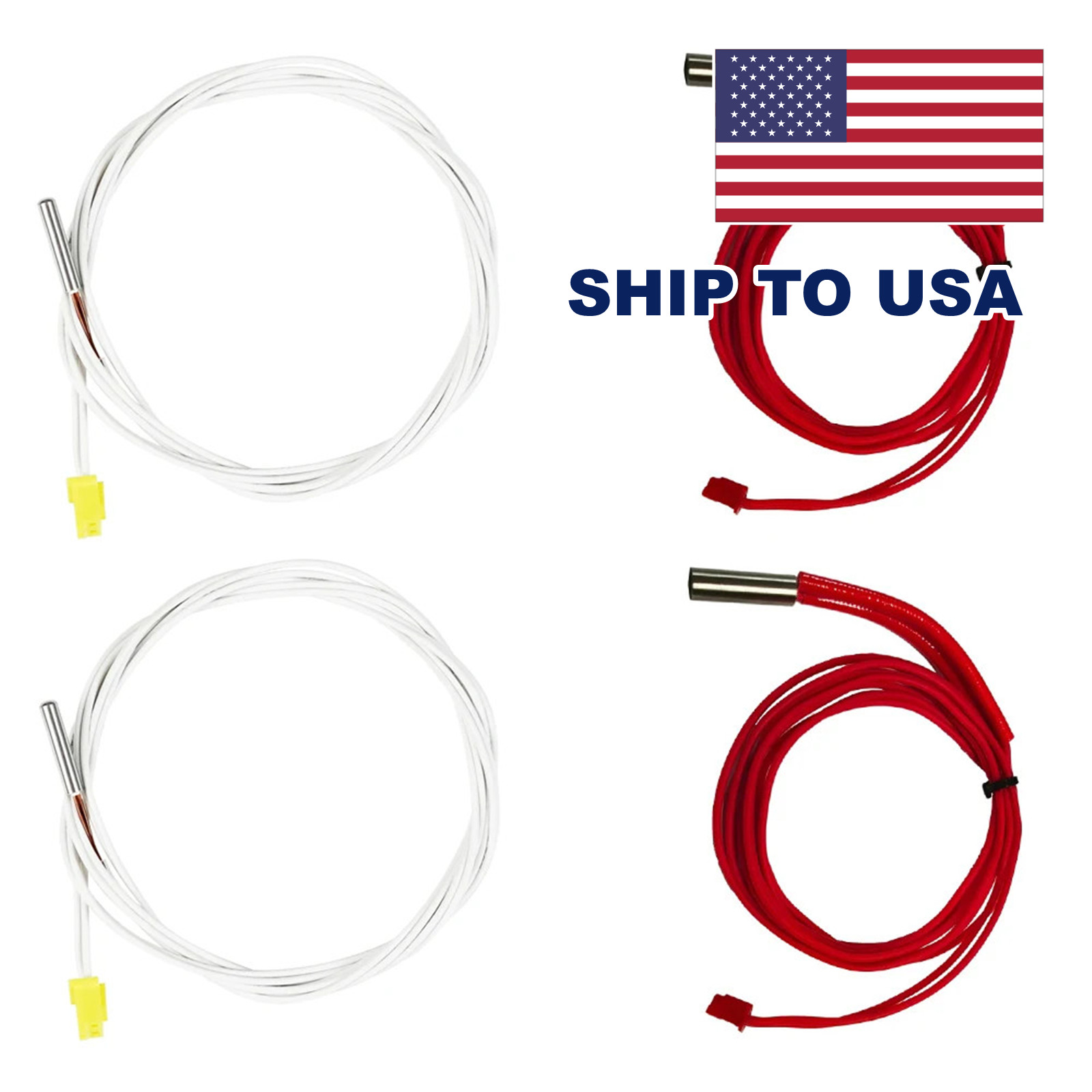 2 Pairs FLSUN V400 3D Printer Hotend Set Parts Heating Rods Heater Lines Tempera