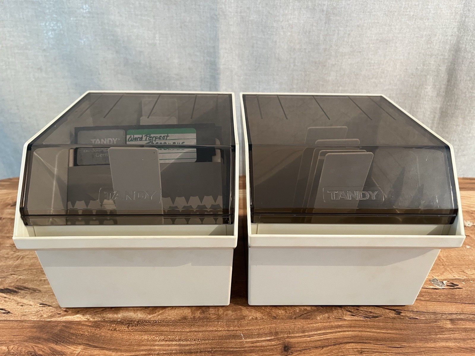 Vintage Tandy 5.25 Floppy Disk Storage Organizer Caddy with Disks - Lot of 2
