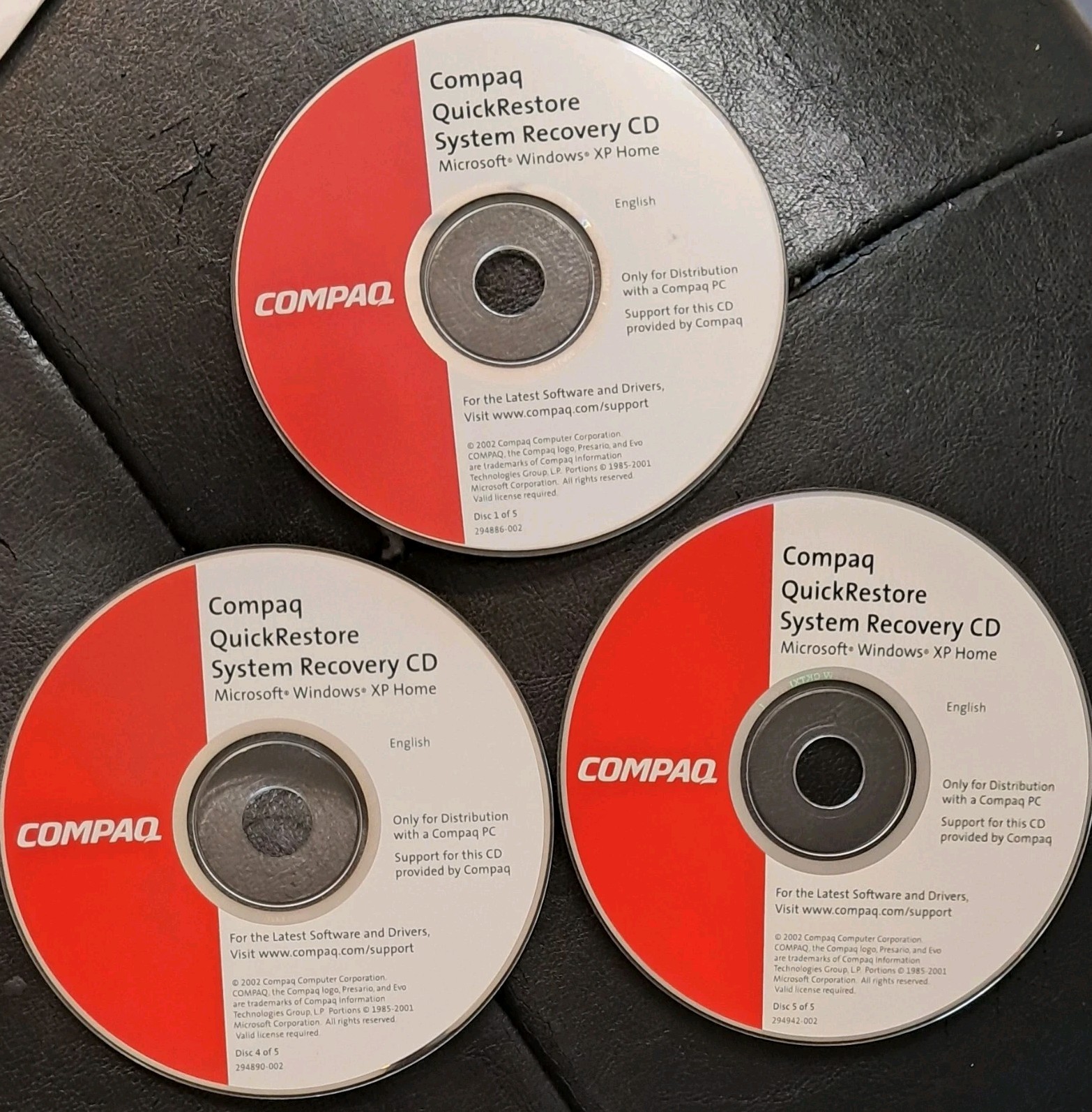 Windows XP Home Compaq QuickRestore System Recovery CD's 1,4,5  