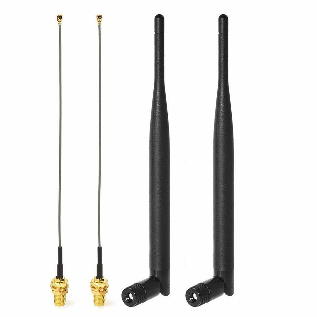 2-Pack Dual Band WiFi Antenna U.FL IPX IPEX to RP-SMA Male Pigtail Cable 15CM
