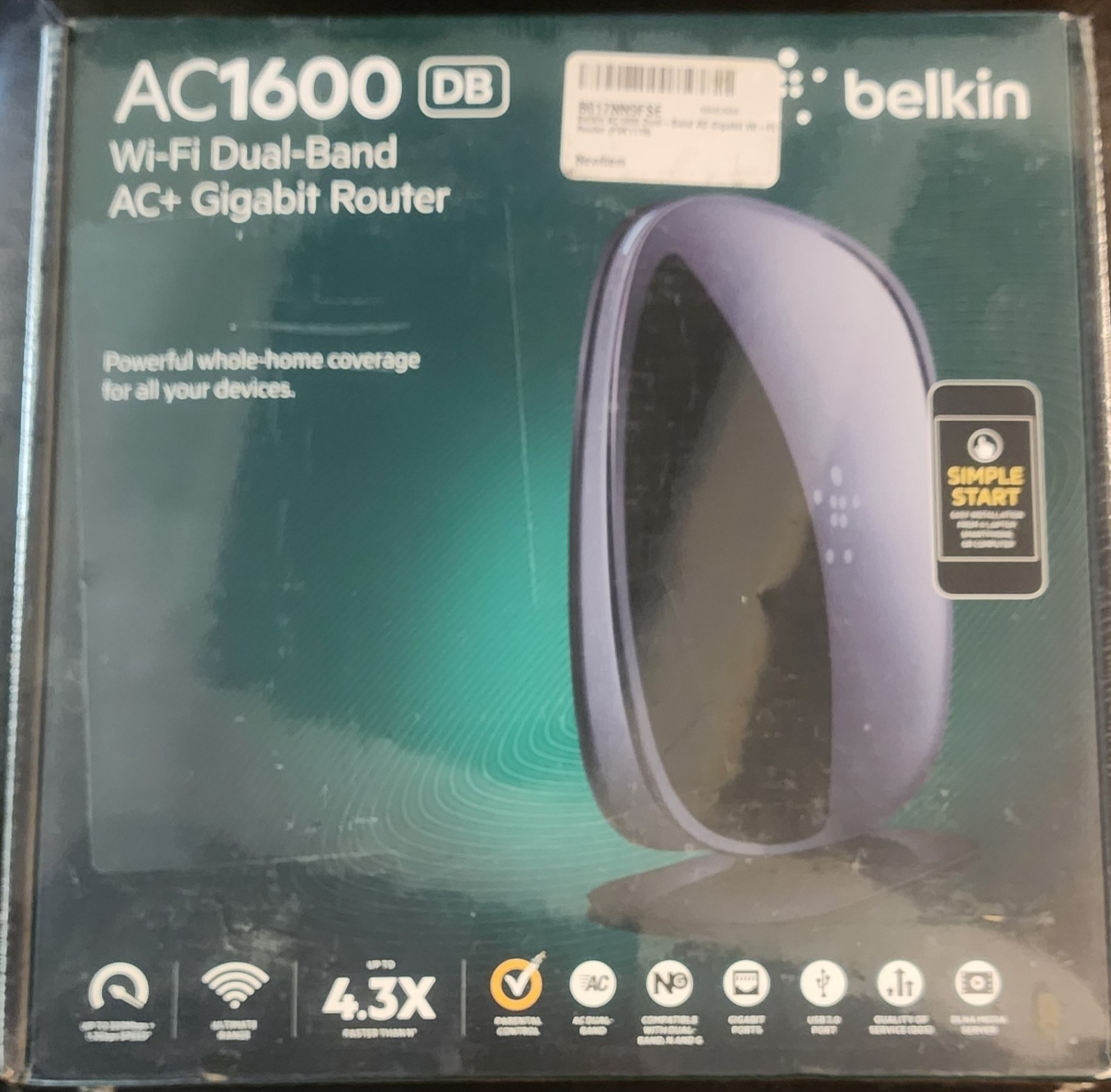 BELKIN AC1600 DB WIFI DUAL BAND AC+ GIGABIT ROUTER (ECP022860) NEW SEALED