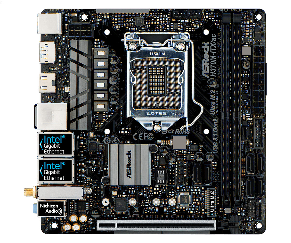 FOR ASROCK H370M-ITX/ac DDR3*2 32GB HDMI DisplayPort 1.2 Mini-ITX Motherboard