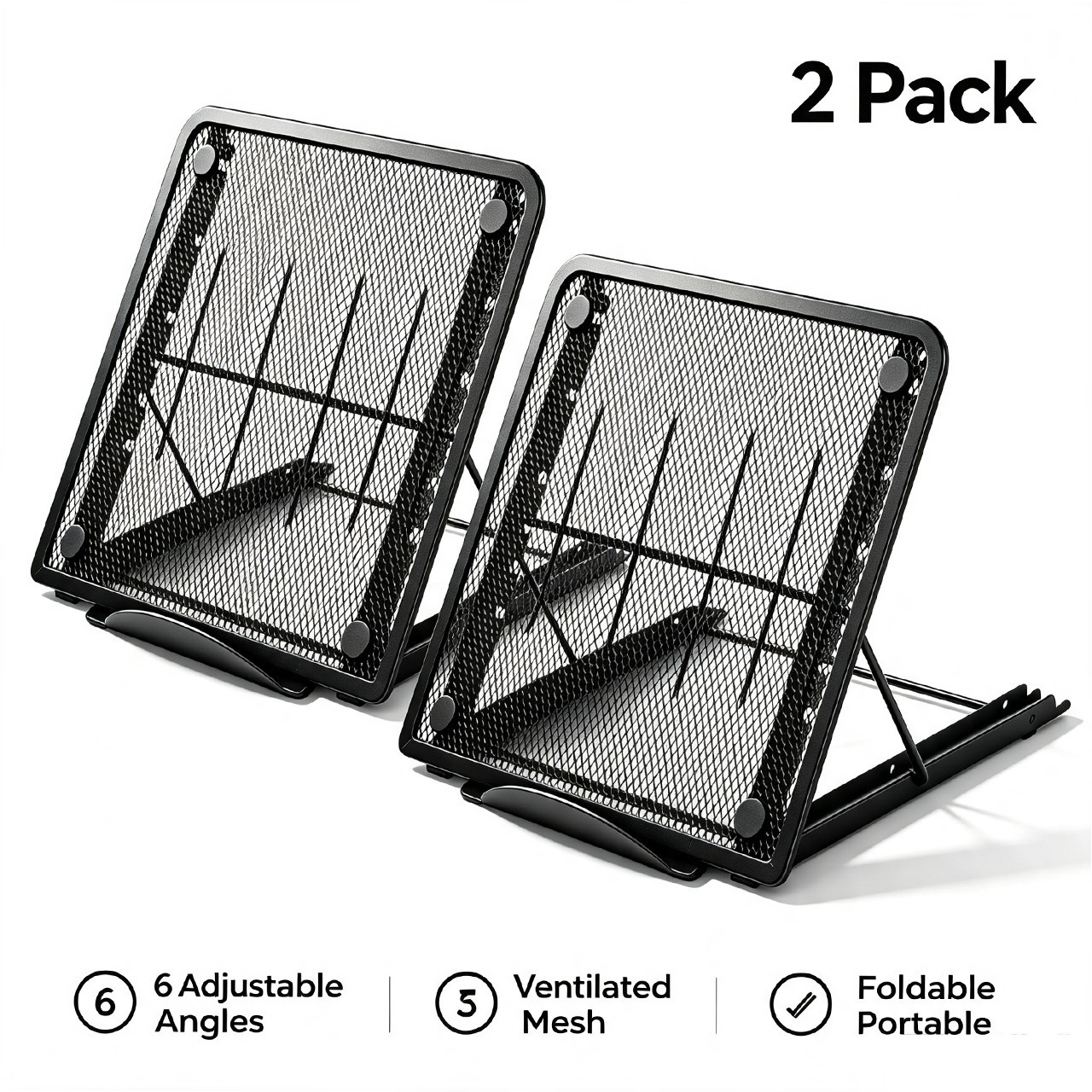 Foldable Aluminum Cooling Stand for Laptop 6-Angle Ergonomic Holder 10-14" 2PCS