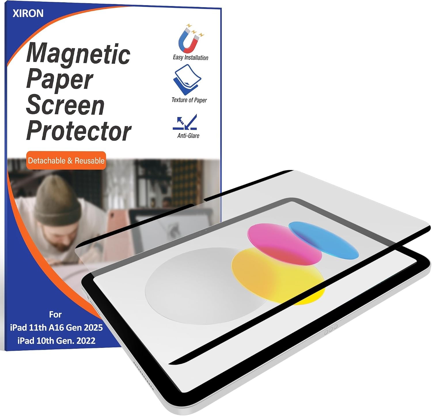 Magnetic Paper Anti-Scratch Screen Protector for iPad A16 10th/11th Gen, Matte