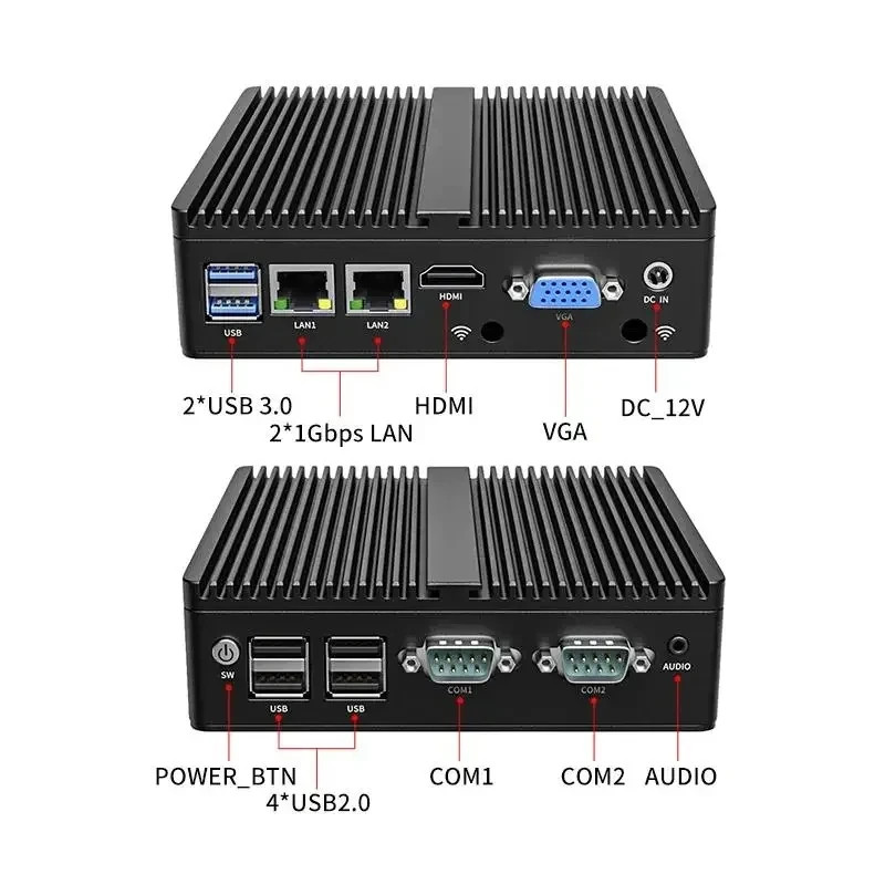 Fanless Industrial Mini PC Intel N2840 Desktop Computer Pfsense Mini Server DDR3
