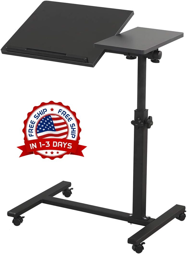 Escritorio Con Ruedas Portatil Ajustable Mesa Para Laptop ט Computadora De Cama