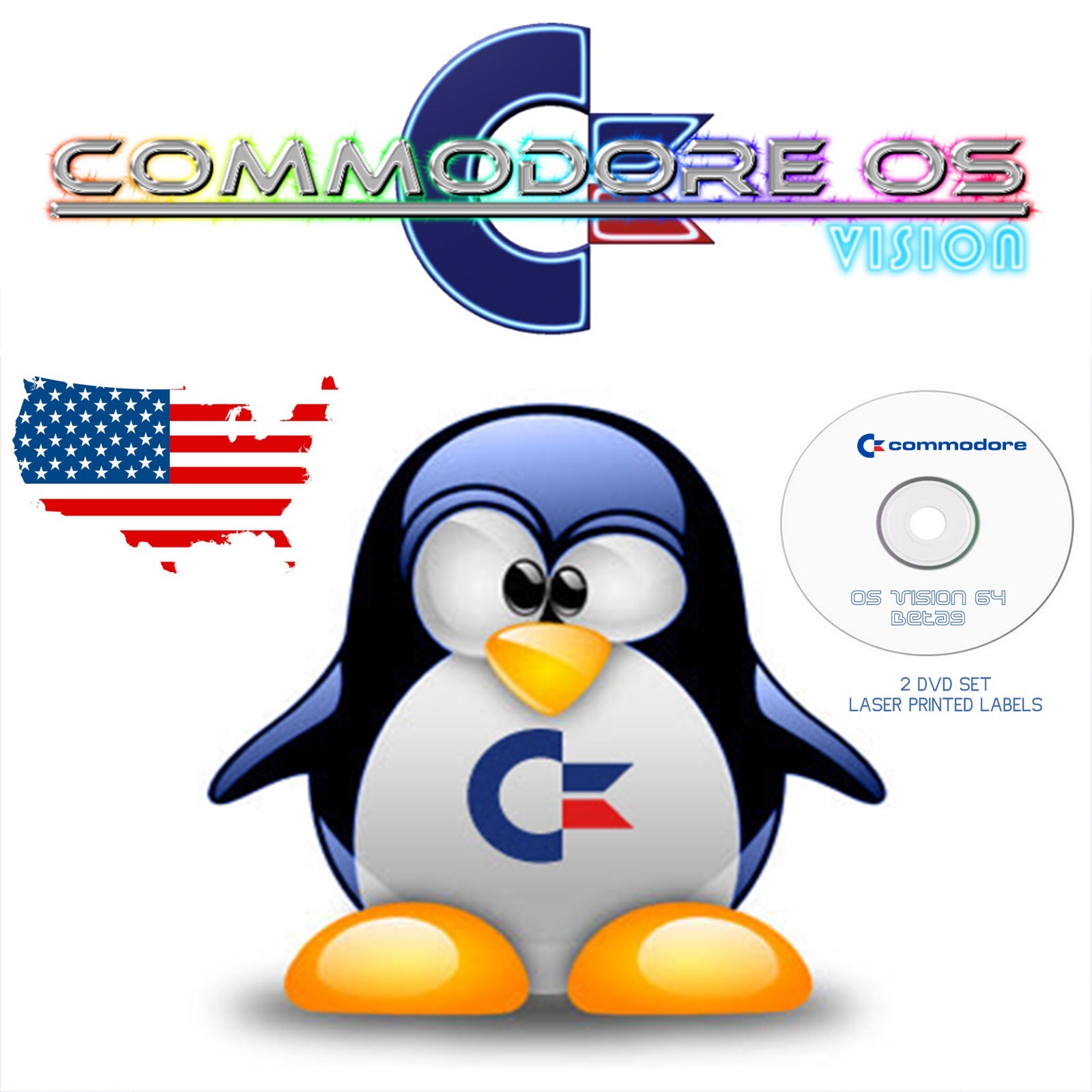Commodore OS Vision 64 Beta9 Live Installer 2 DVD Set June 2023 USA SELLER