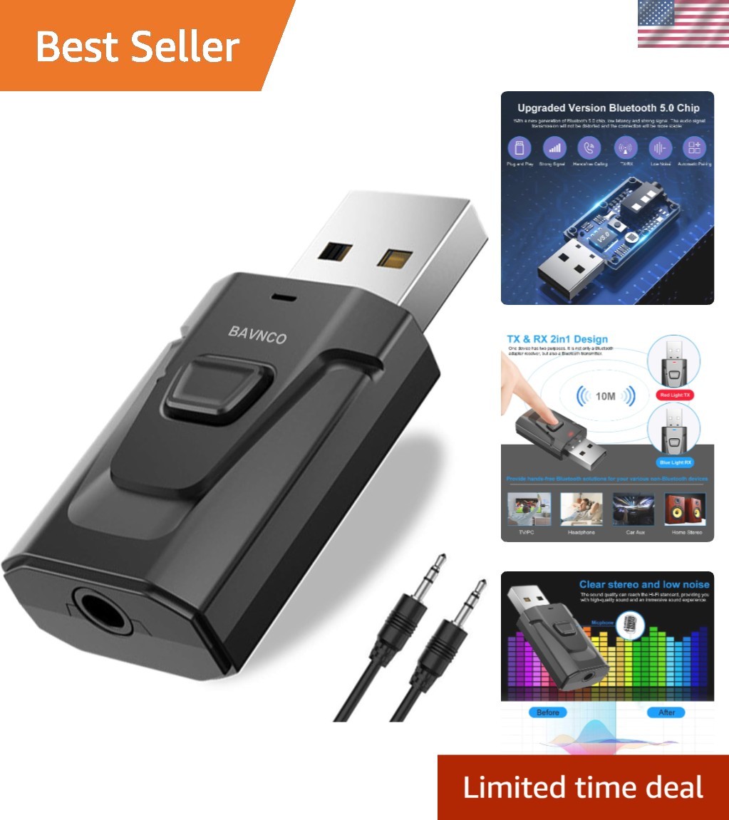 Versatile Bluetooth 5.0 Hands-Free Car Kit - Mini 3.5mm Adapter for All Devices