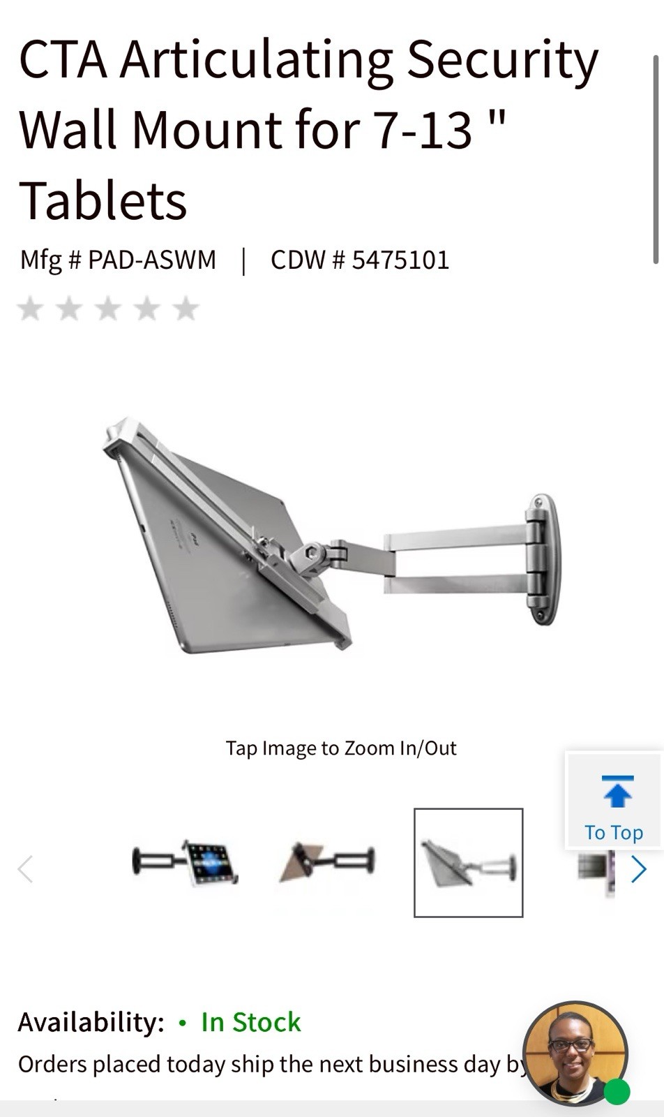 CTA Digital Articulating Security Wall Mount for 7-13 Inch Tablets, including iP