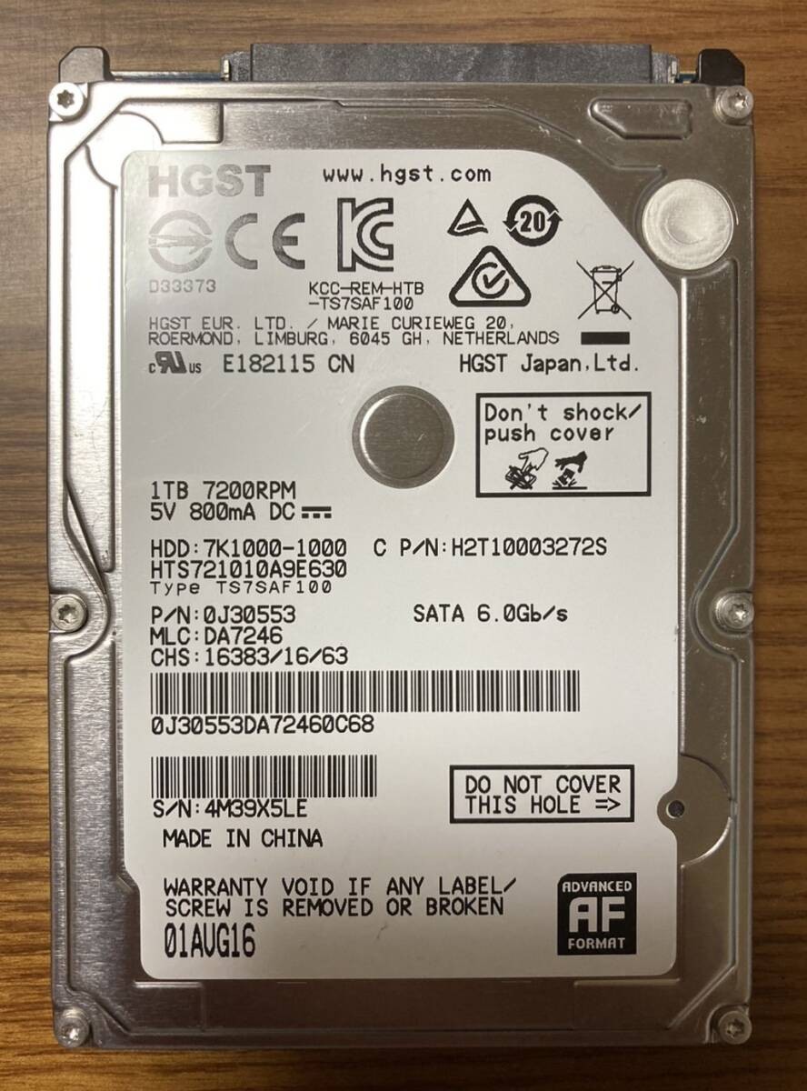 [Excellent] Hitachi/HGST Travelstar HTS721010A9E630 2.5-inch HDD 1TB