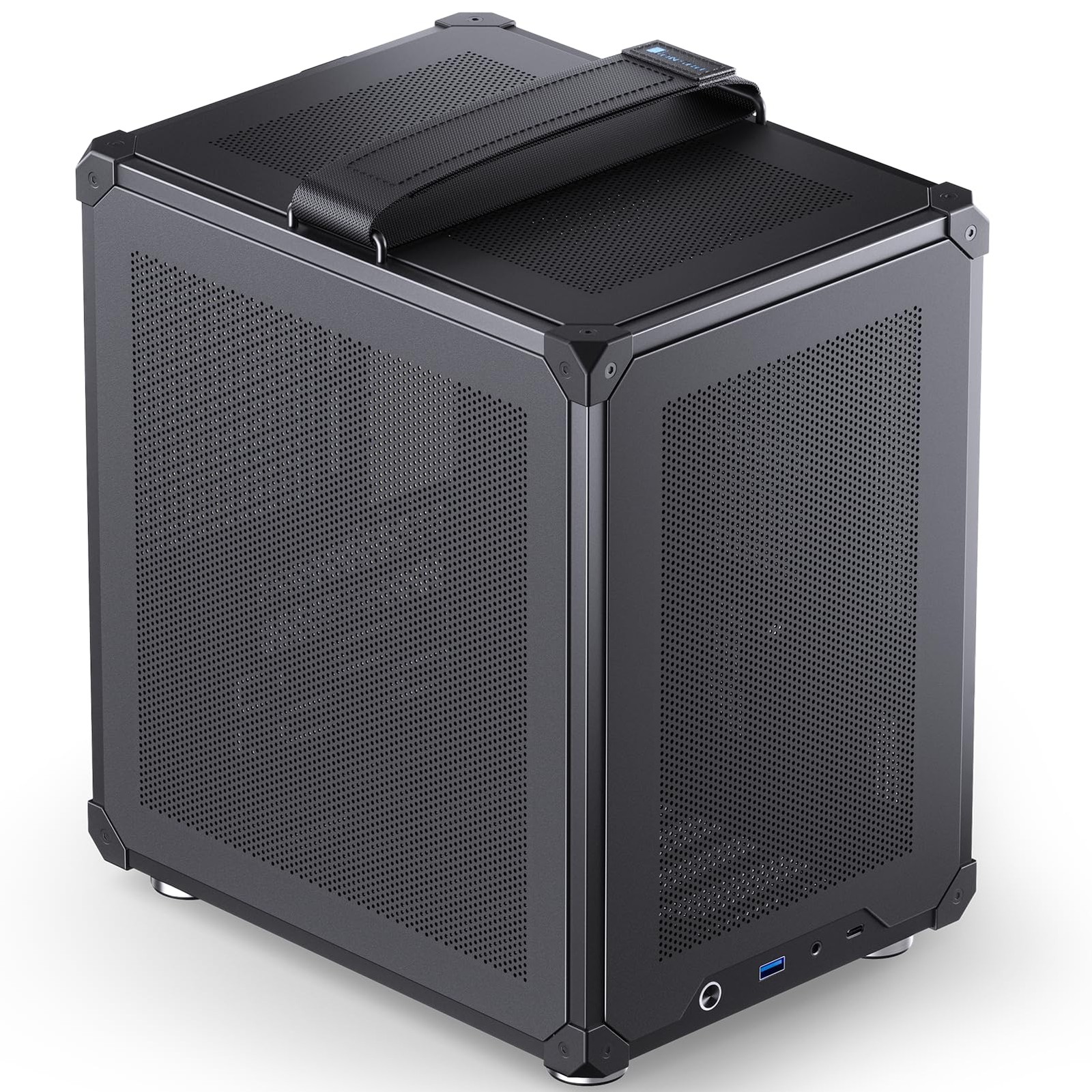 C6-ITX Black Mini ITX Handled Mesh PC Case, Simple Compact Desktop Chassis, S