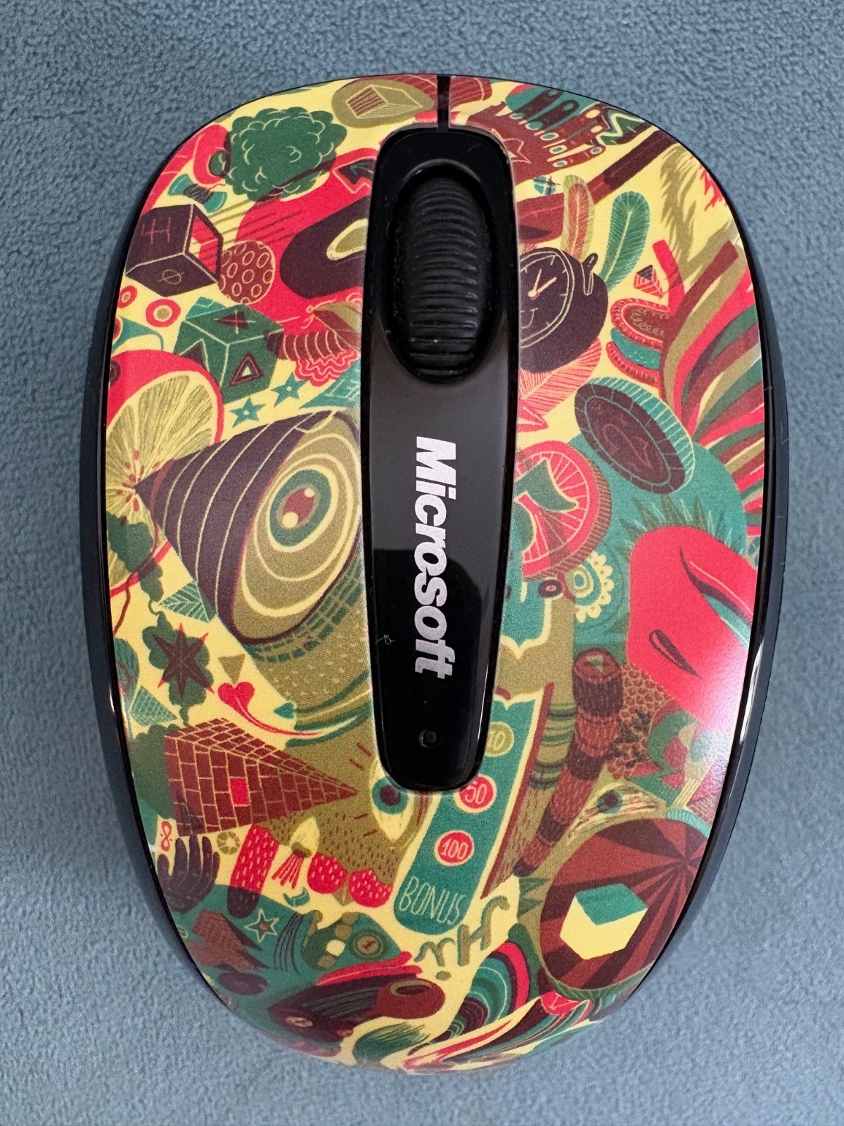 MICROSOFT ZANSKY ABSTRACT RARE LIMITED EDITION 3500 WIRELESS MOUSE &USB RECEIVER