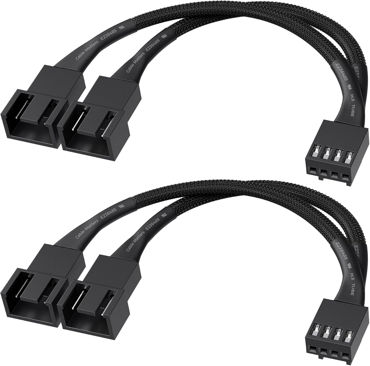 Cable Matters 2-Pack 2 Way 4-Pin PWM Fan Splitter Cable, 4 Inches
