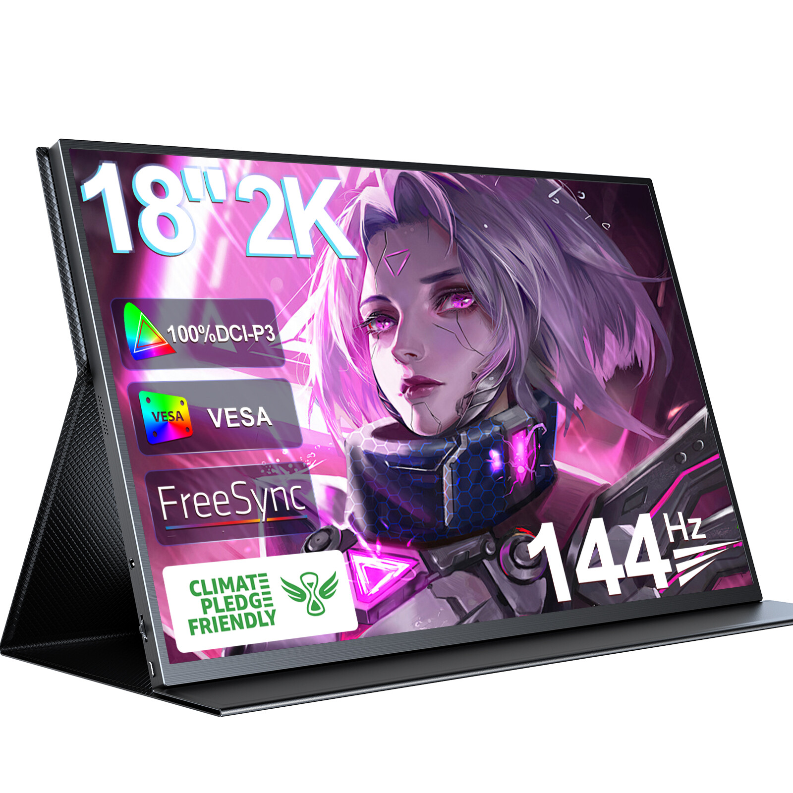 UPERFECT 18" 2K 144Hz Portable Gaming Monitor 100%DCI-P3 VESA Mount Matte Screen