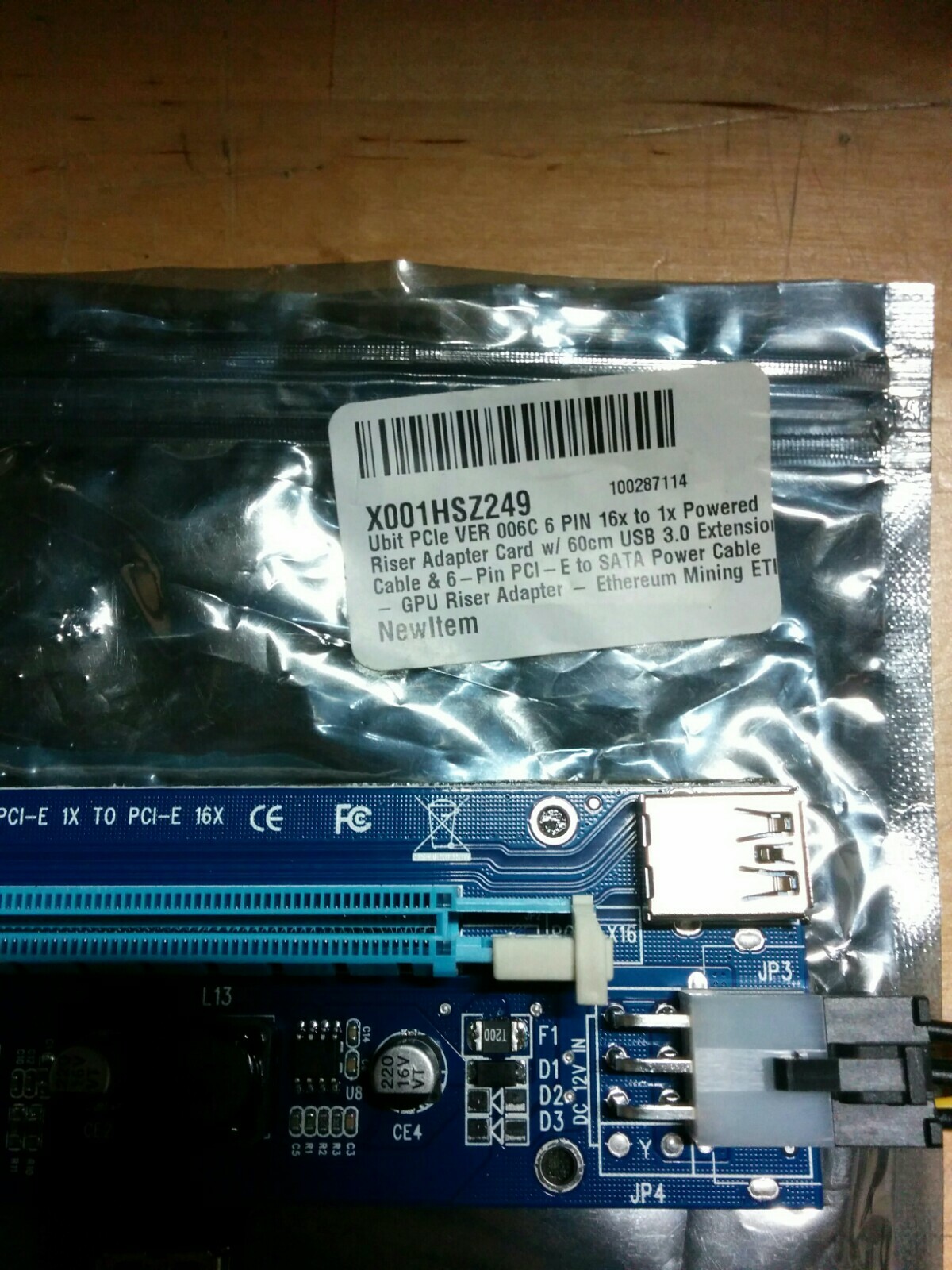 PCI-E 1X to 16X Riser Card Extender Converter Mining PCE164P-NO3 VER0060 1-PACK