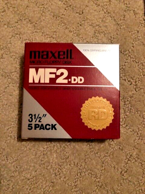 SEALED Maxell Mini-Floppy Disk MD2-D 5 Pieces NEW Double Sided  Vintage